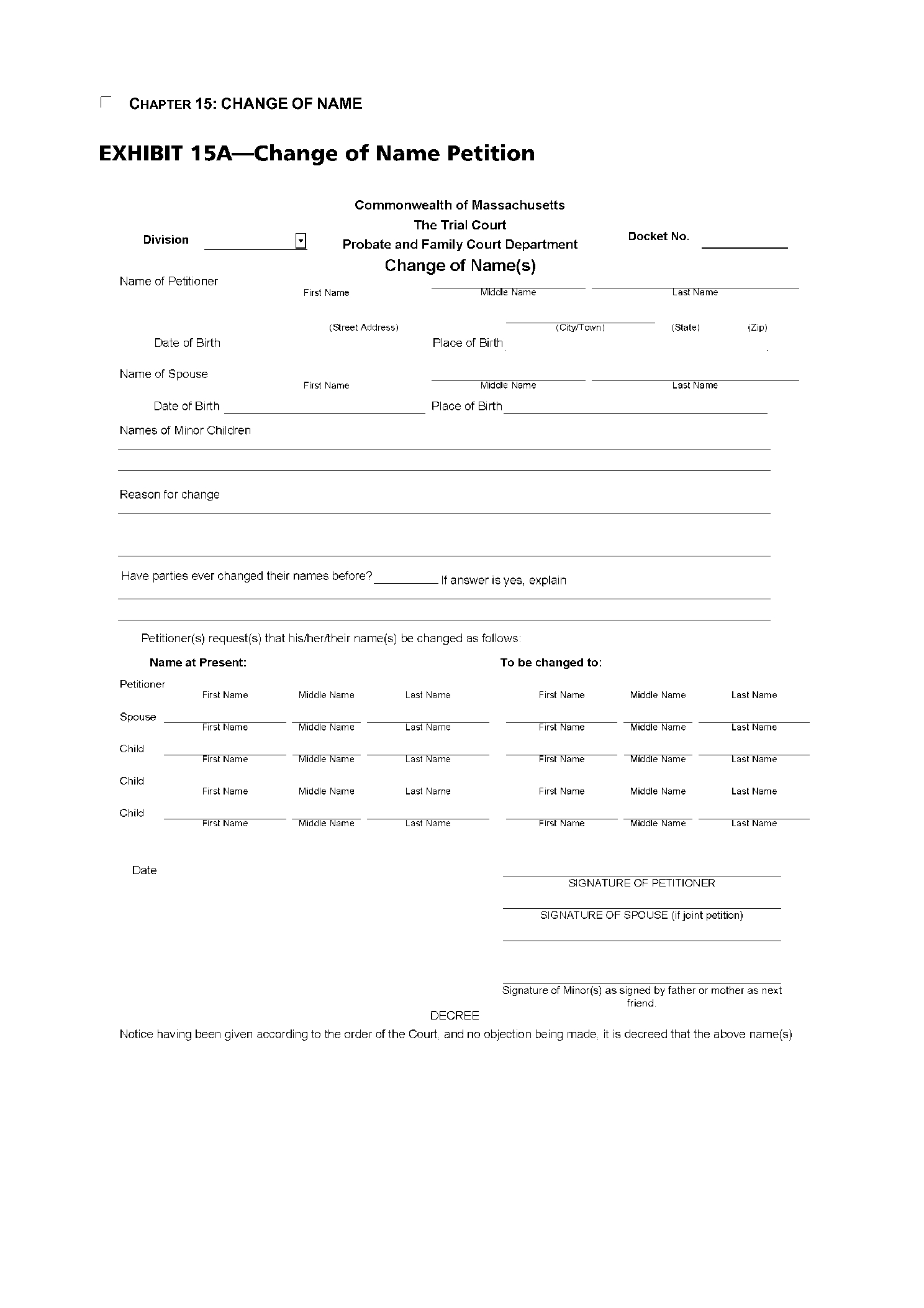 Free Printable Name Change Forms