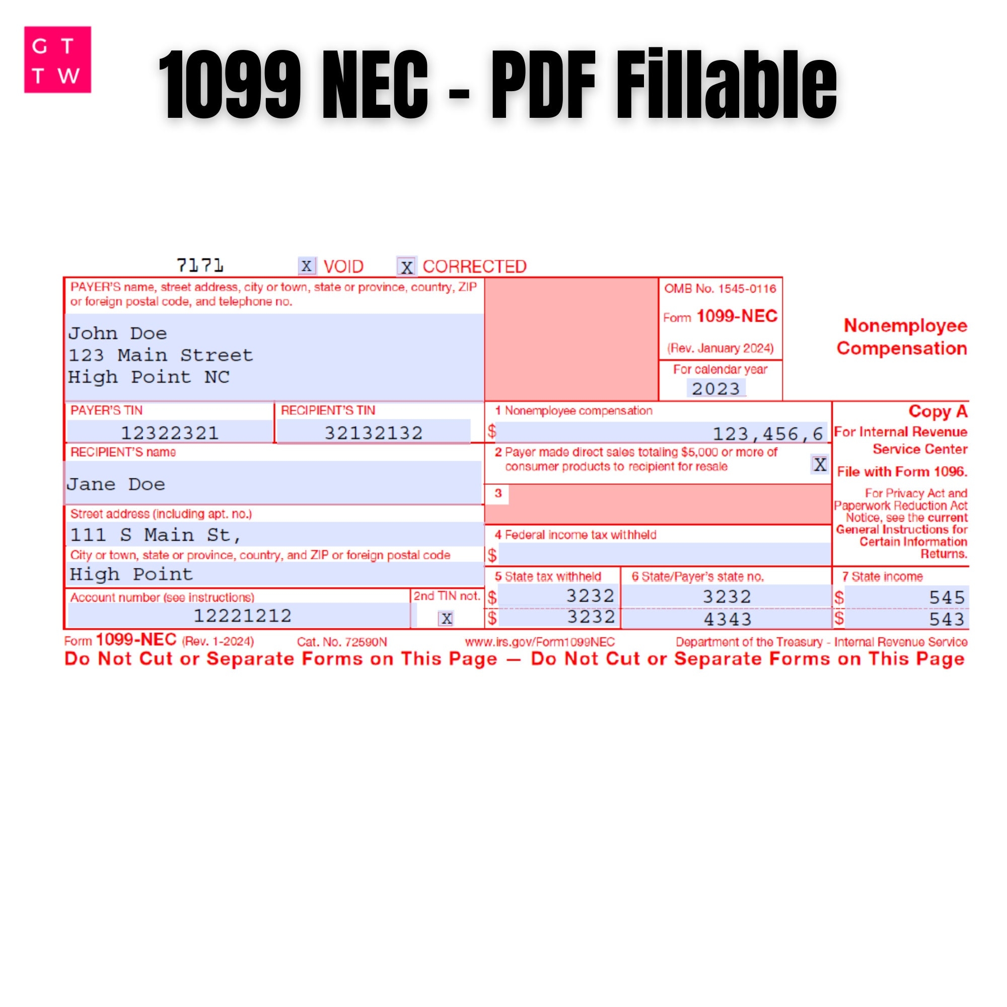Printable 1099 Form 2025 Free