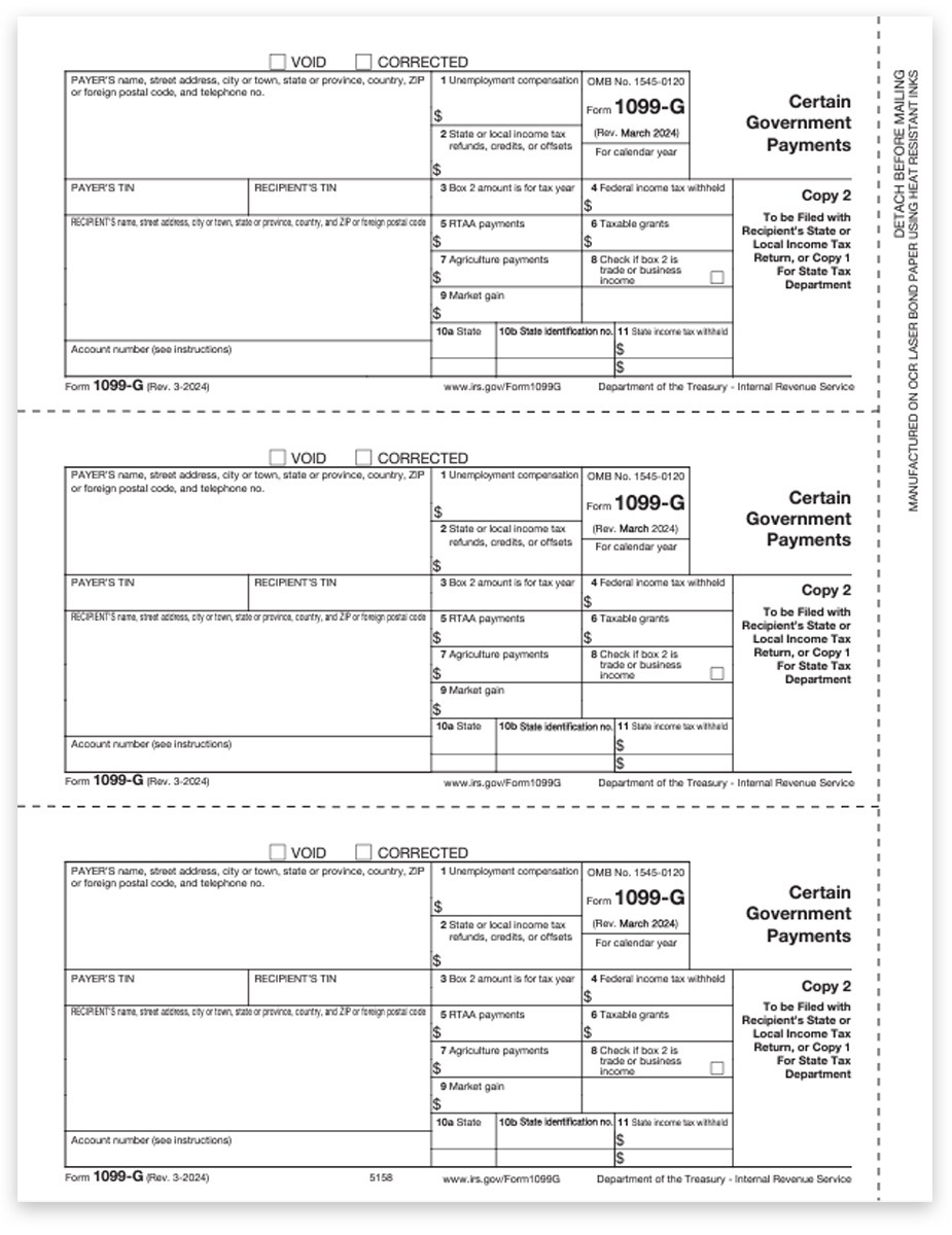 1099G Tax Form Copy 2 Government Payments DiscountTaxForms