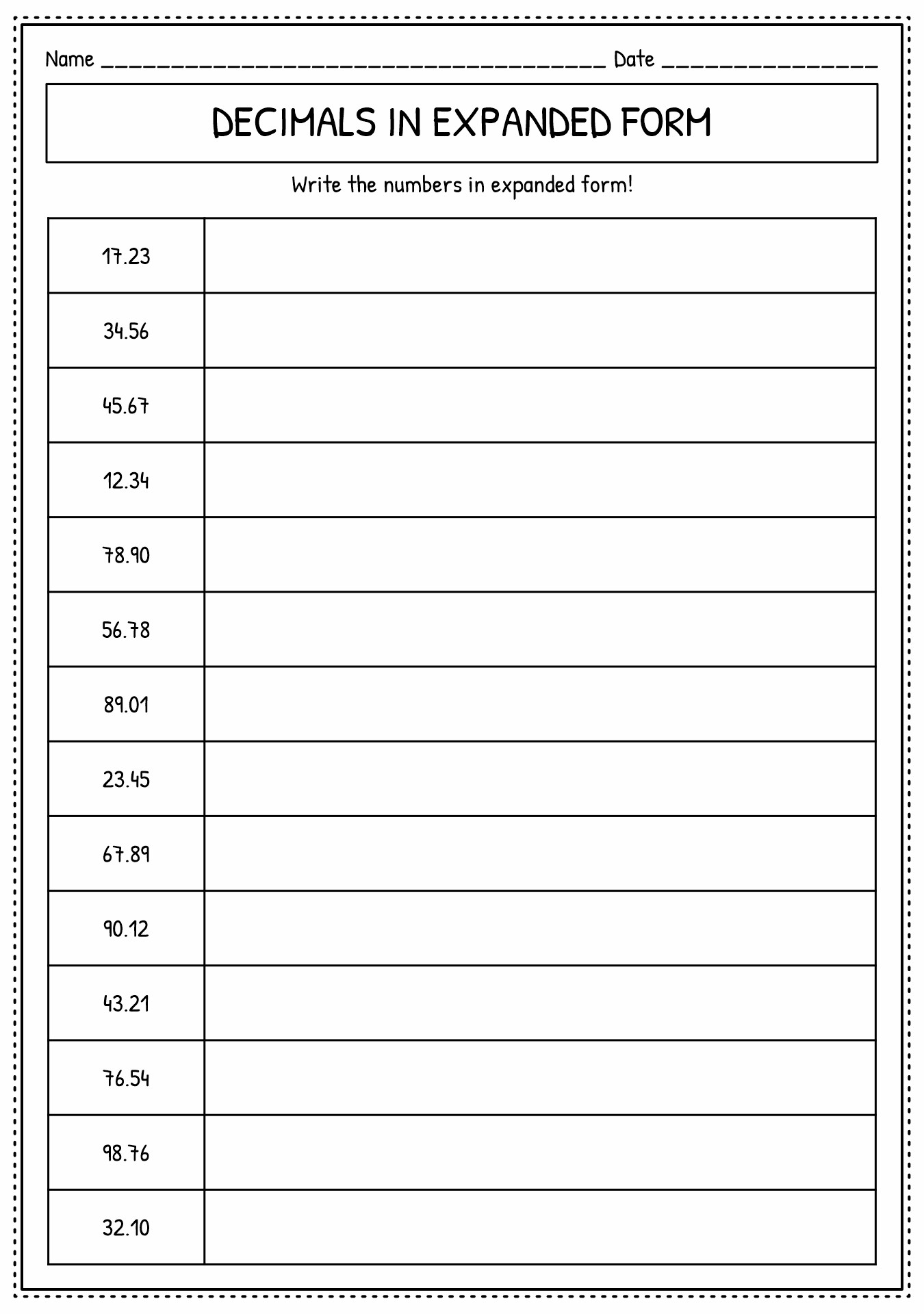 Free Printable Expanded Form Worksheets