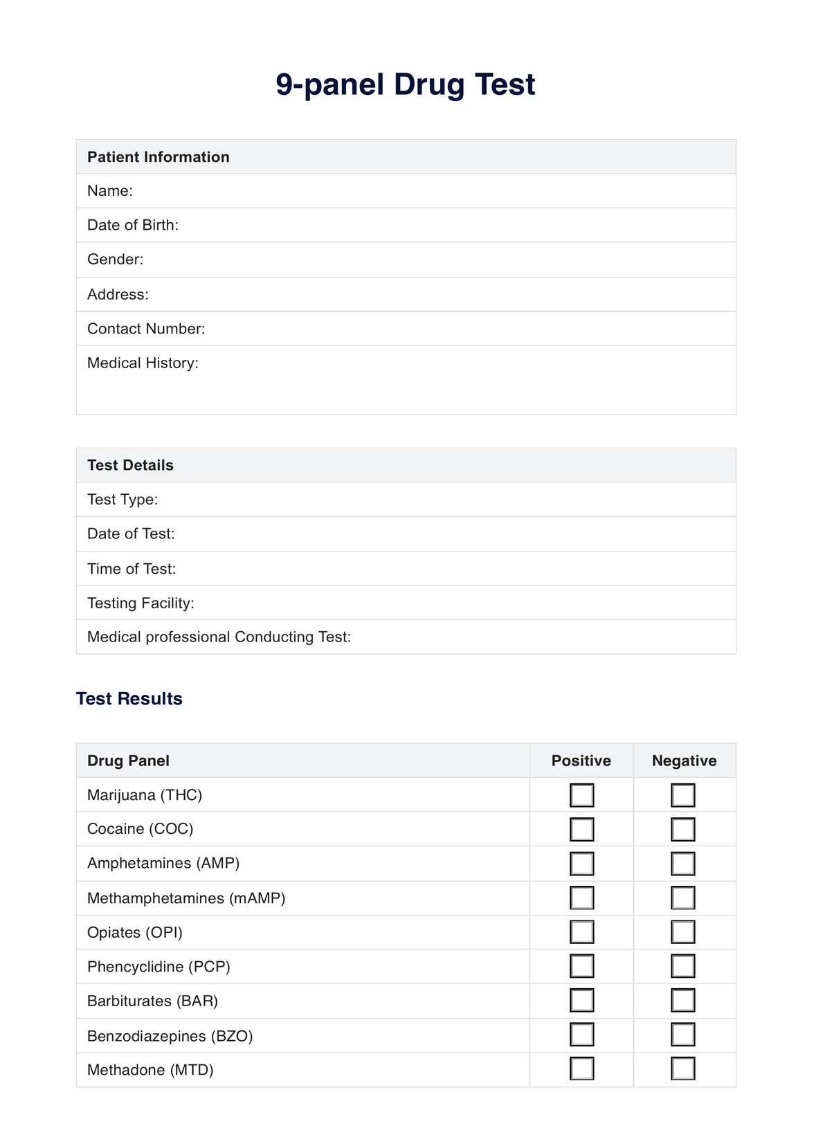 12 panel Drug Test U0026 Example Free PDF Download