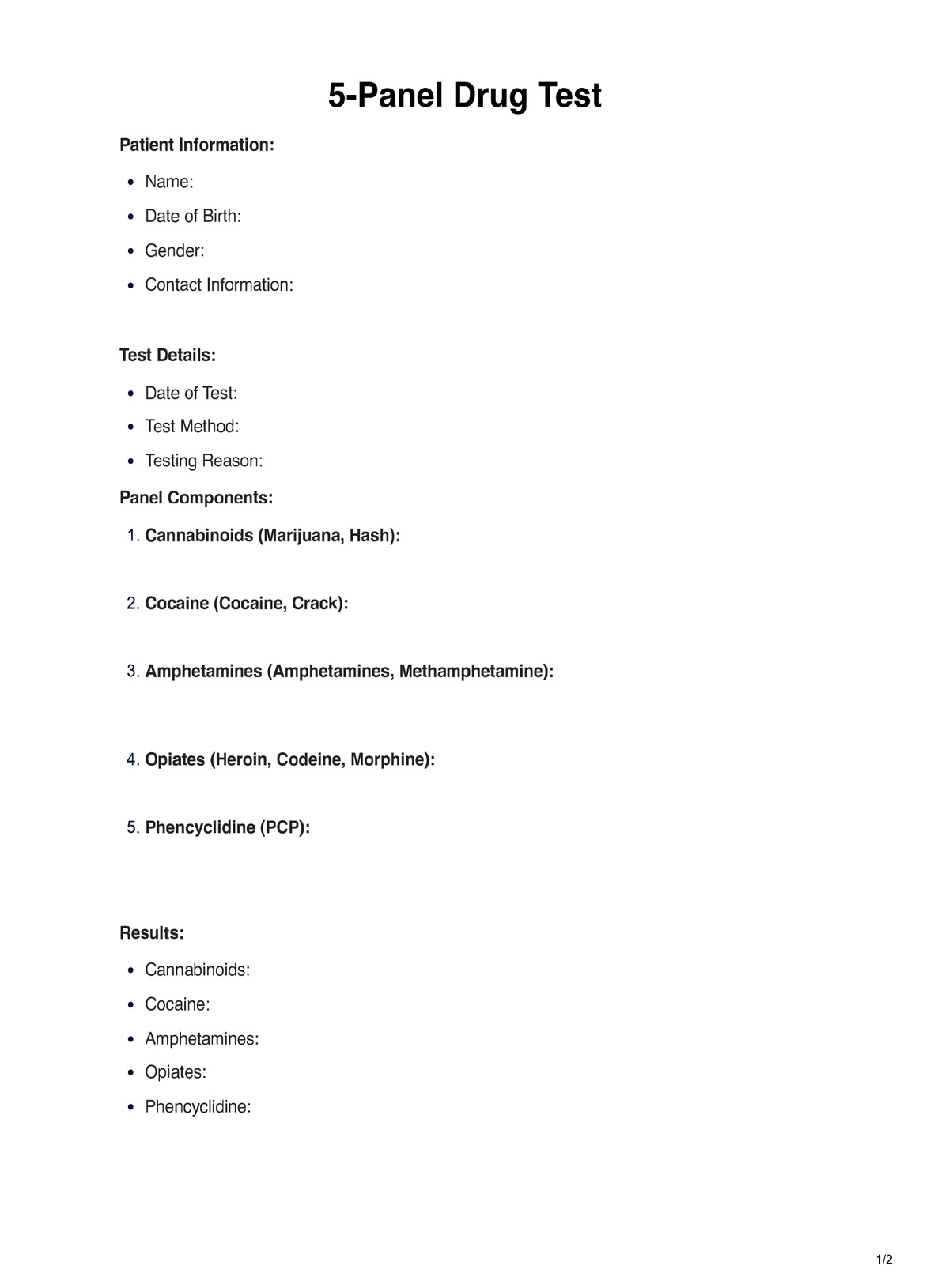 12 panel Drug Test U0026 Example Free PDF Download