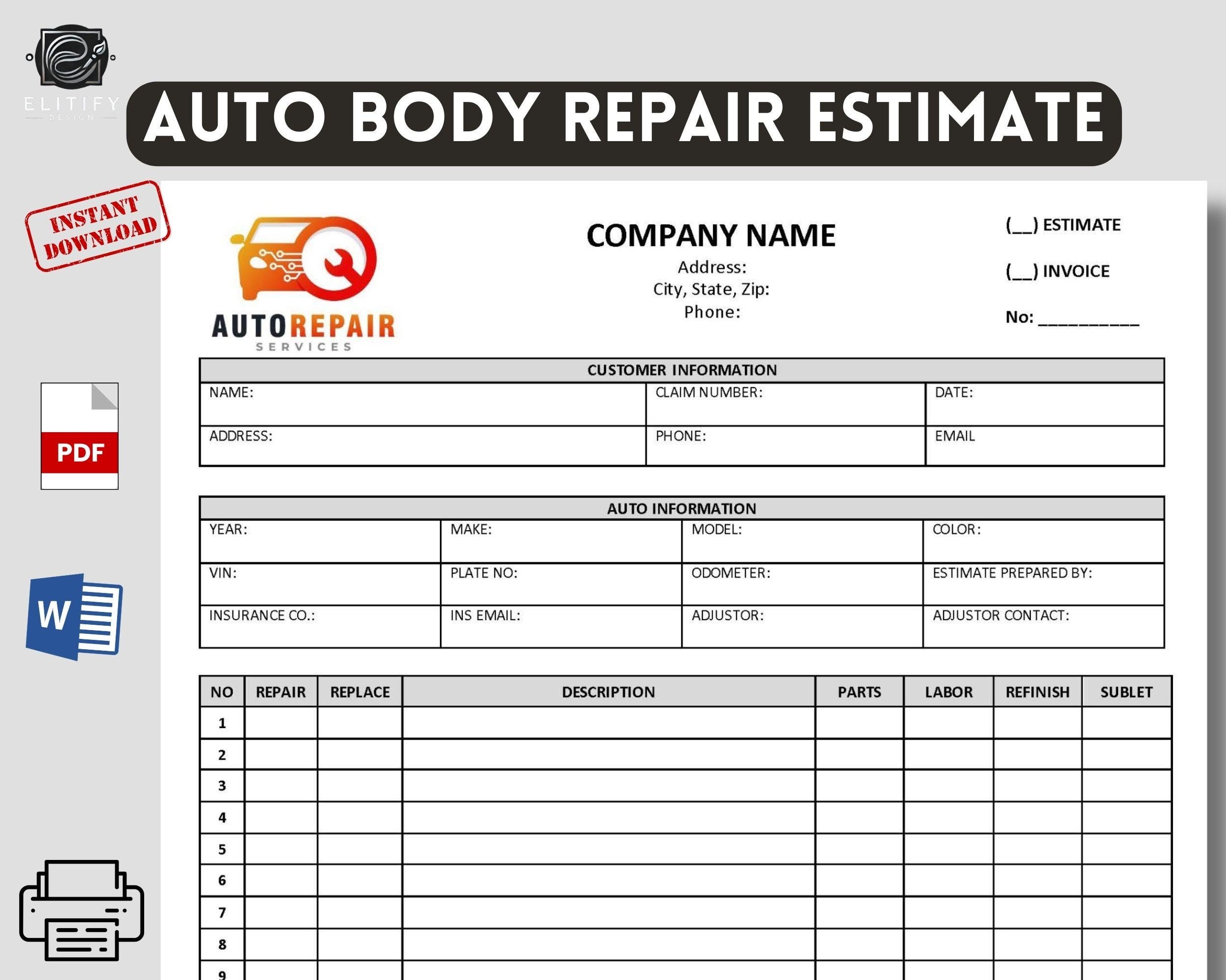 Free Printable Automotive Repair Forms
