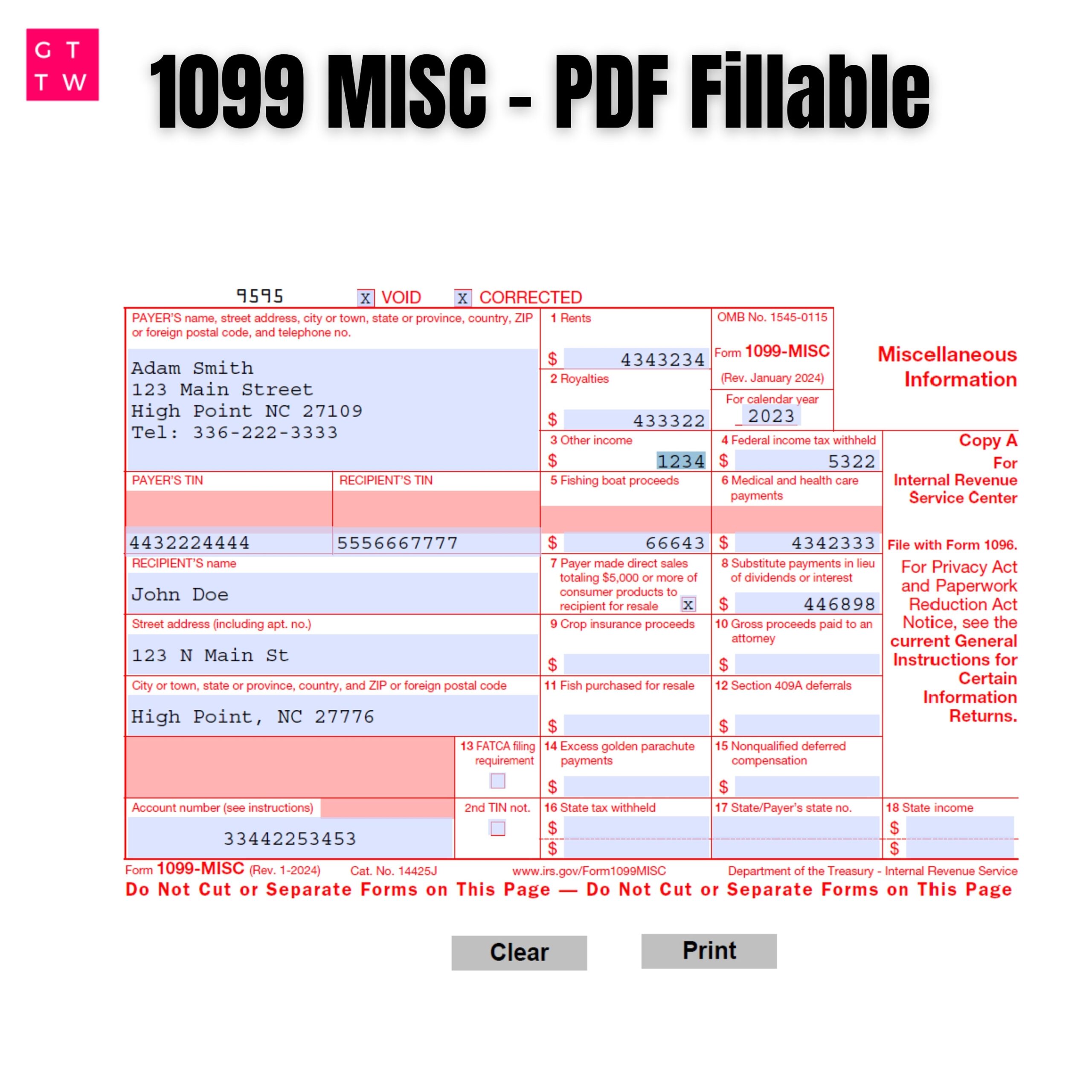 Free Online Printable 1099 Forms