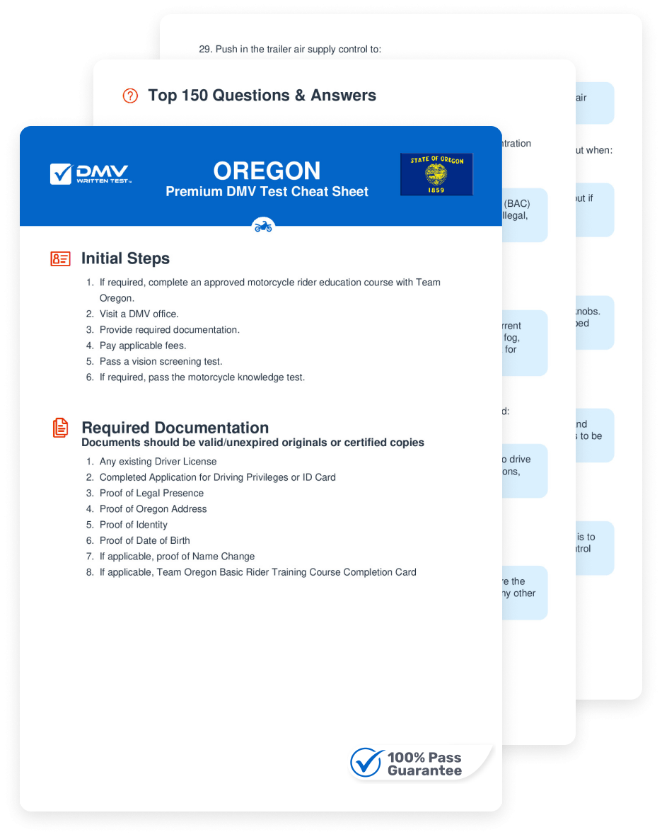 2025 Oregon DMV Motorcycle Permit Test Cheat Sheet 99 Pass Rate 