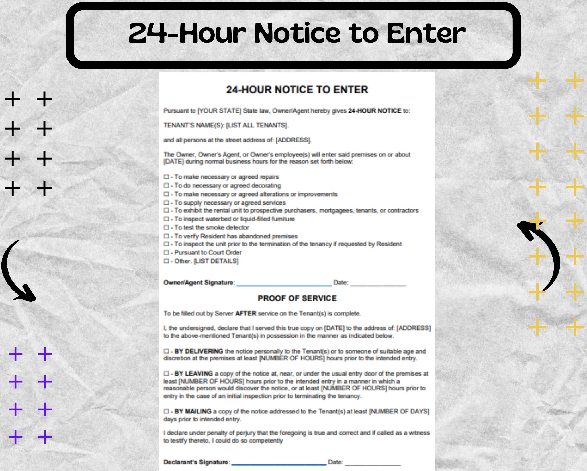 24 hour Notice To Enter landlord To Tenant 24 hour Notice To Enter Form 24 hour Notice To Enter Template Easy To Edit Etsy