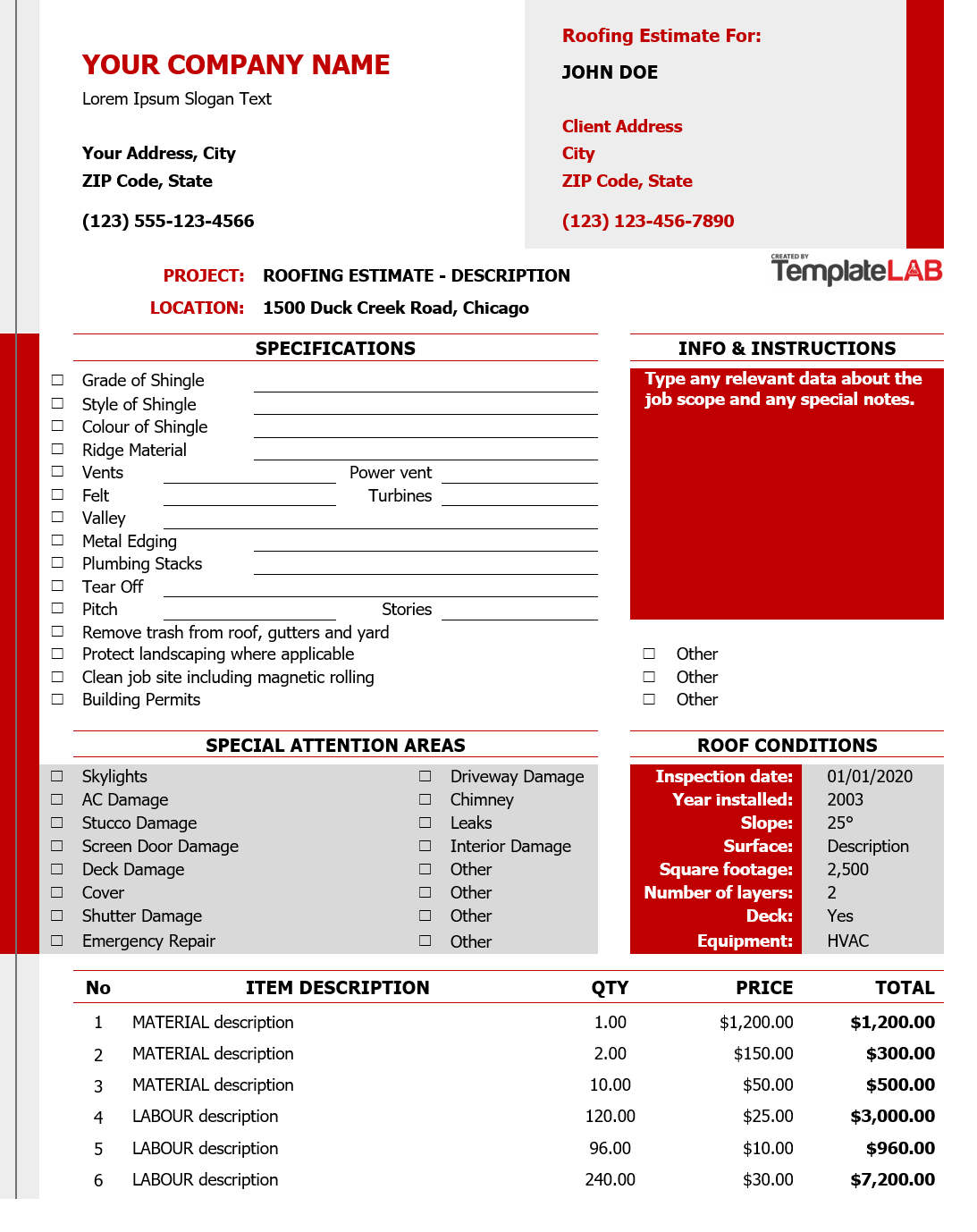Free Printable Business Estimate Forms