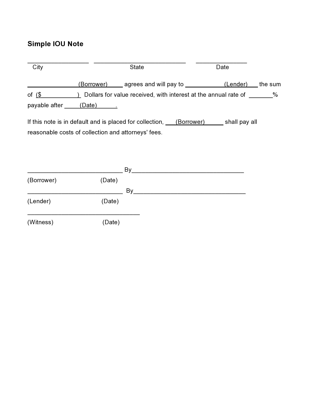 Free Printable Iou Forms