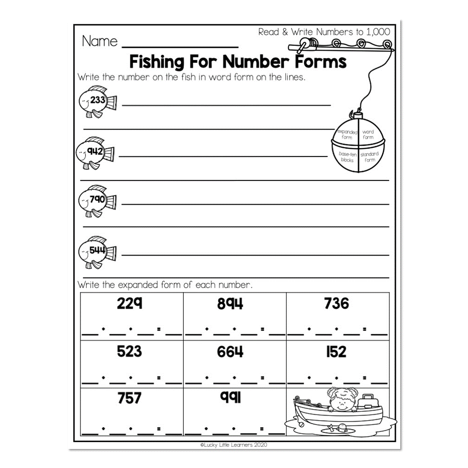2nd Grade Math Worksheets Place Value Read U0026 Write Numbers To 