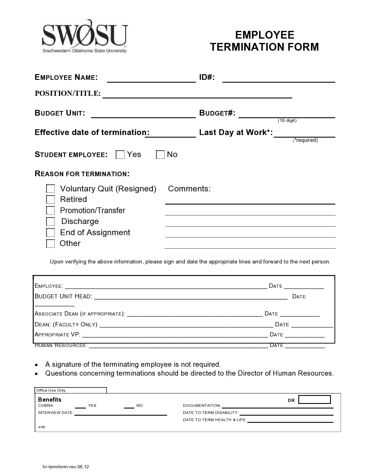 30 Best Employee Termination Forms u0026 Letter Templates 