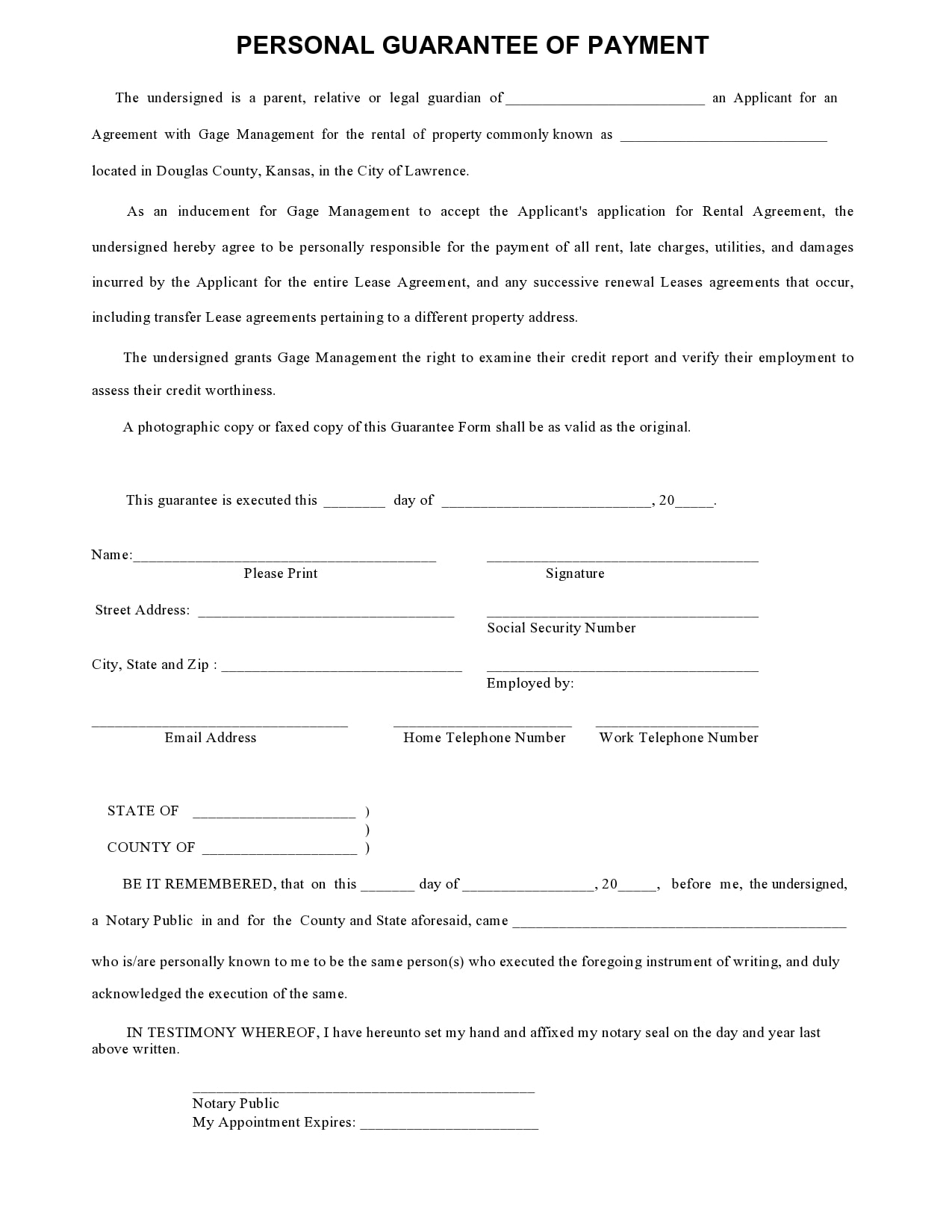 30 Best Personal Guarantee Forms U0026 Templates TemplateArchive