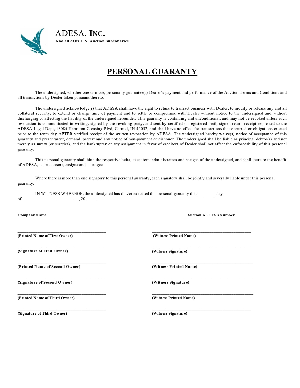 30 Best Personal Guarantee Forms U0026 Templates TemplateArchive