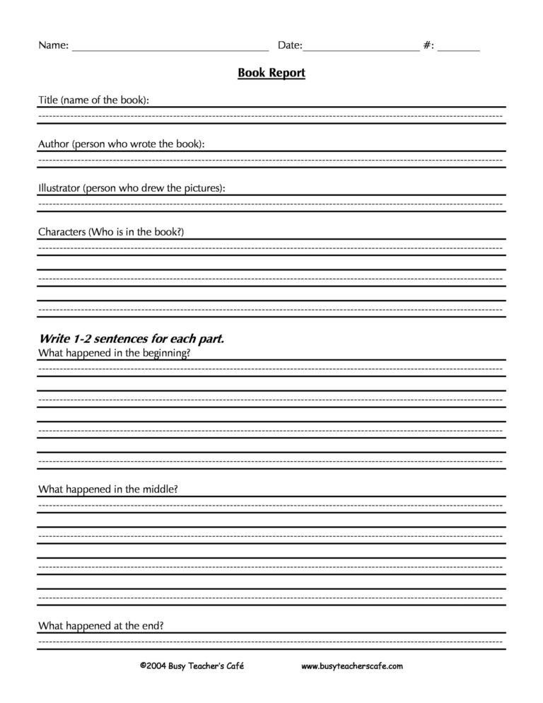 30 Book Report Templates U0026 Reading Worksheets