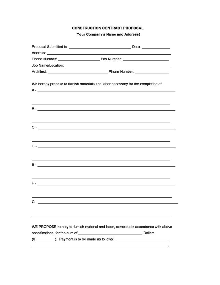 31 Construction Proposal Template U0026 Construction Bid Forms