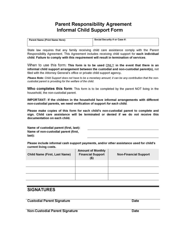 32 Free Child Support Agreement Templates PDF U0026 MS Word