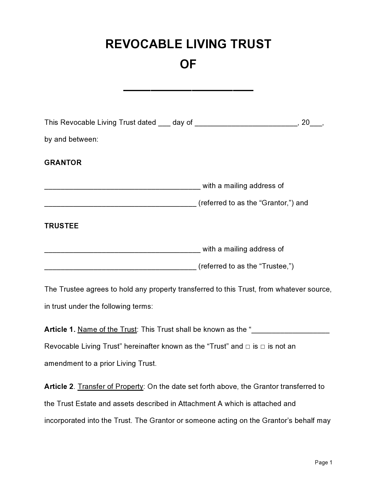 34 Free Living Trust Forms U0026 Documents TemplateLab