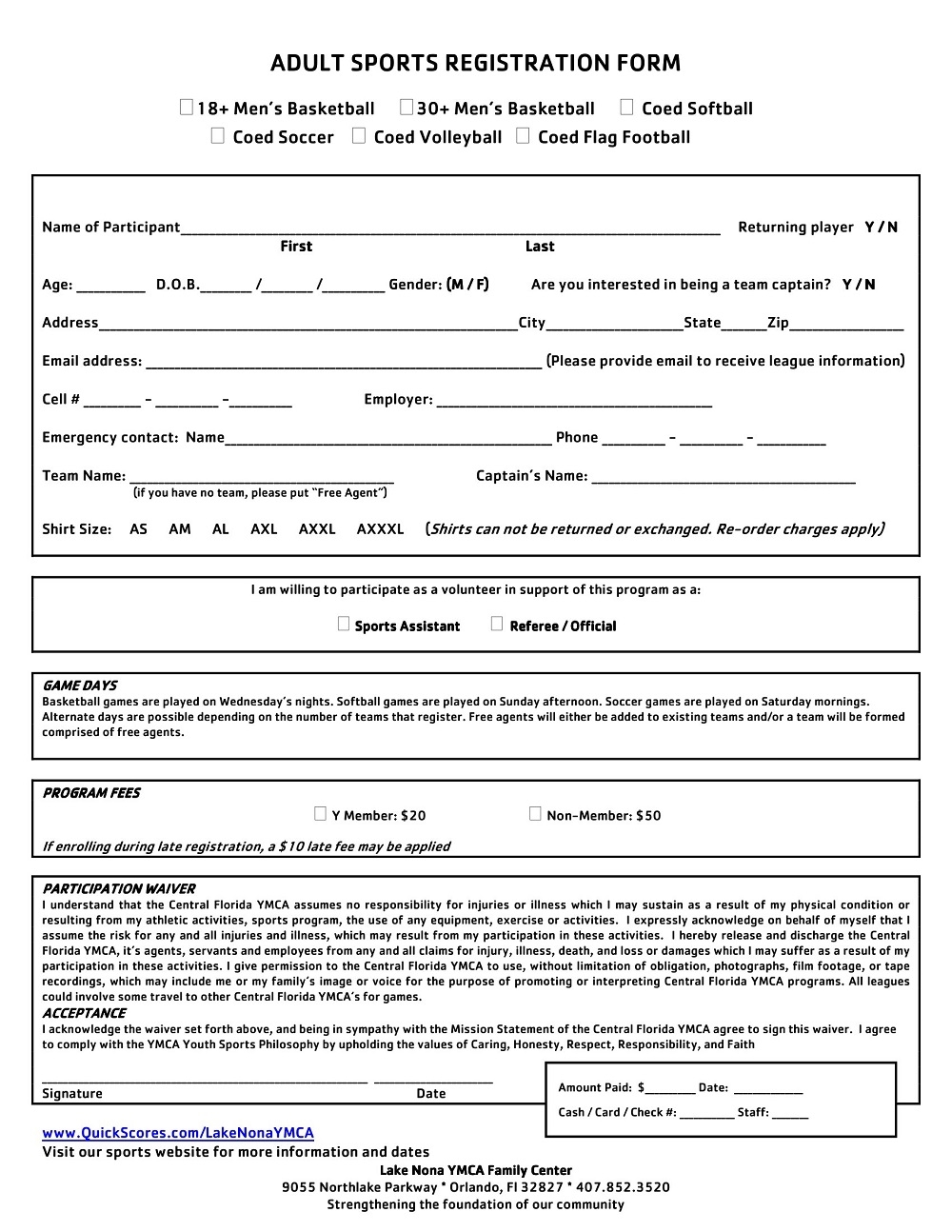 35 Free Printable Sports Registration Form Templates PDF 