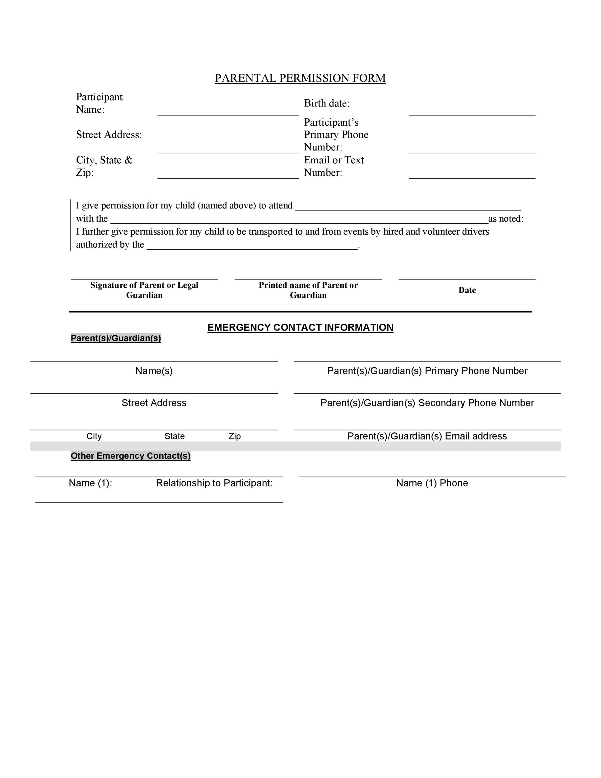 35 Permission Slip Templates U0026 Field Trip Forms