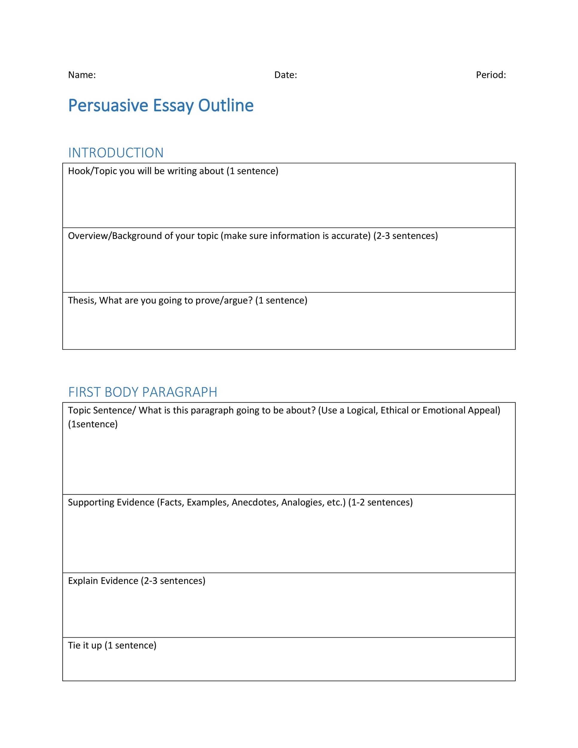 37 Outstanding Essay Outline Templates Argumentative Narrative 