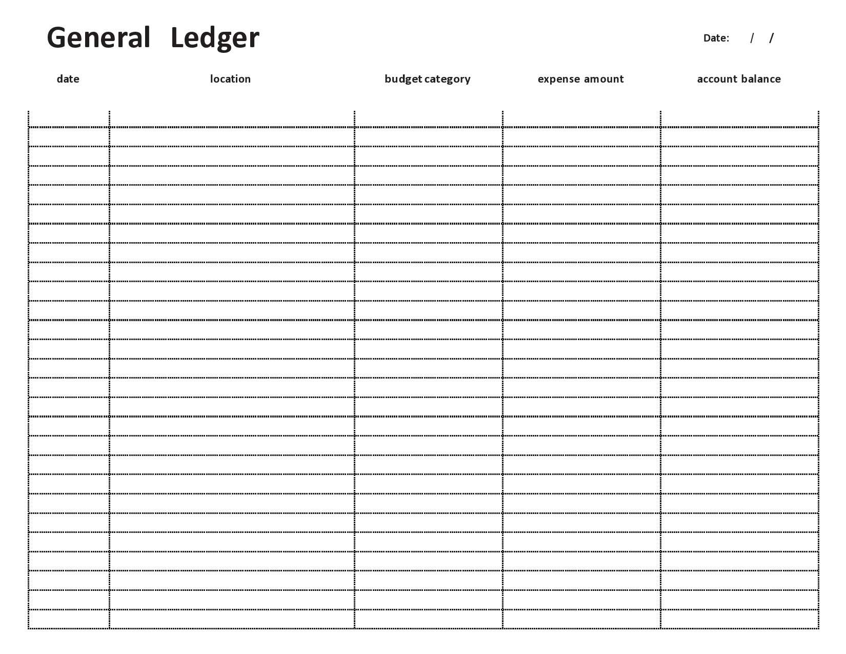Free Printable Business Ledger Forms