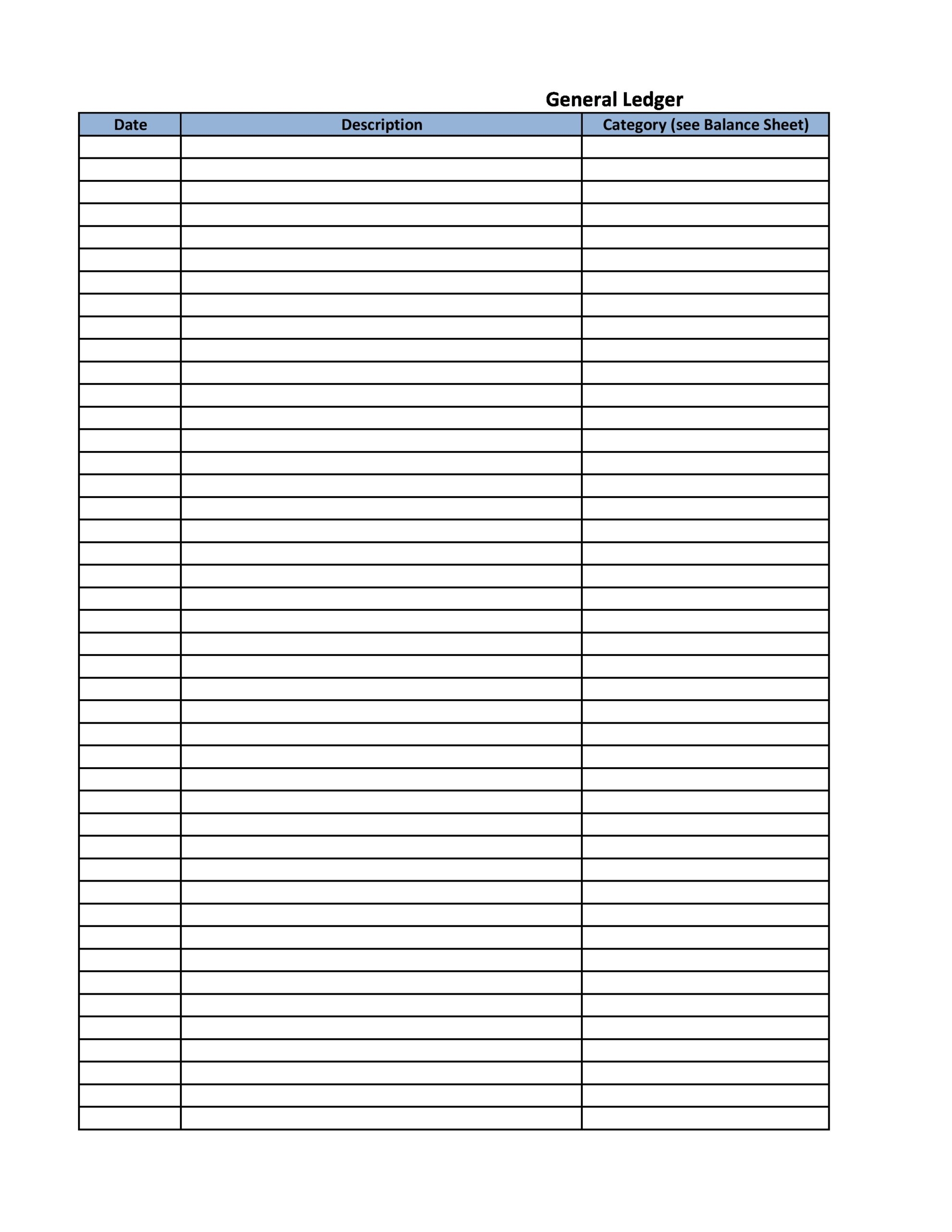 Free Ledger Forms Printable