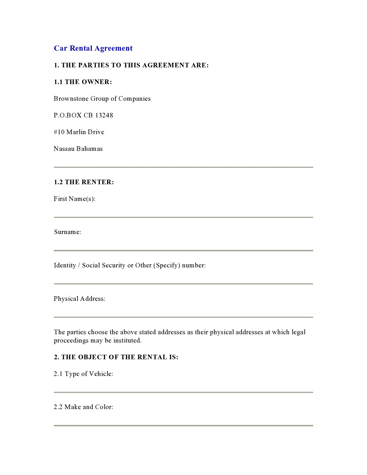 38 Free Car Rental Agreements u0026 Forms TemplateLab