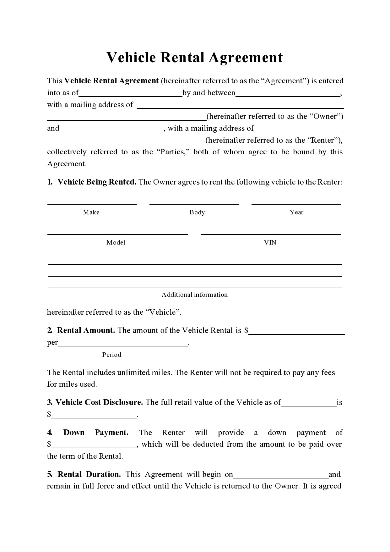 38 Free Car Rental Agreements u0026 Forms TemplateLab
