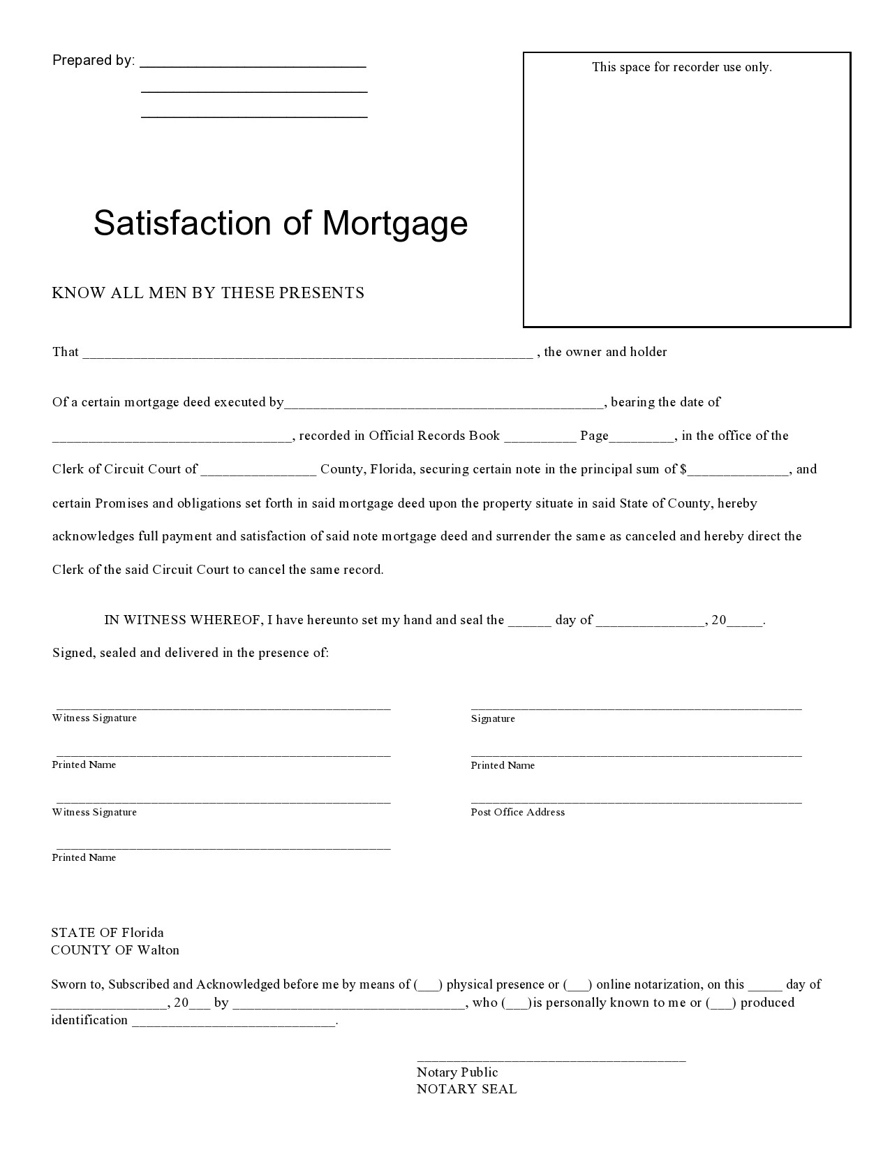 39 Free Satisfactions Of Mortgage Forms u0026 Letters 