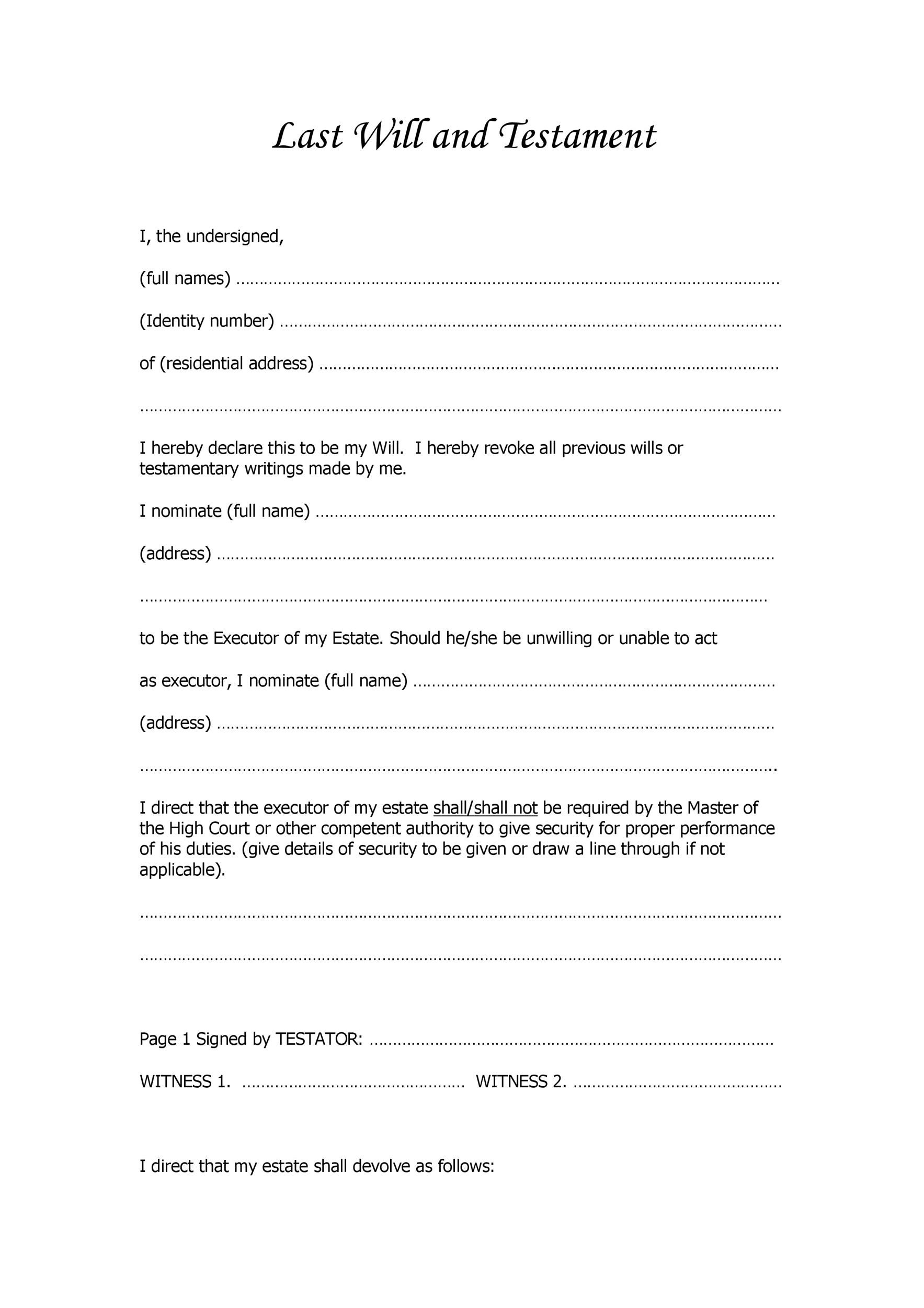 39 Last Will And Testament Forms U0026 Templates TemplateLab