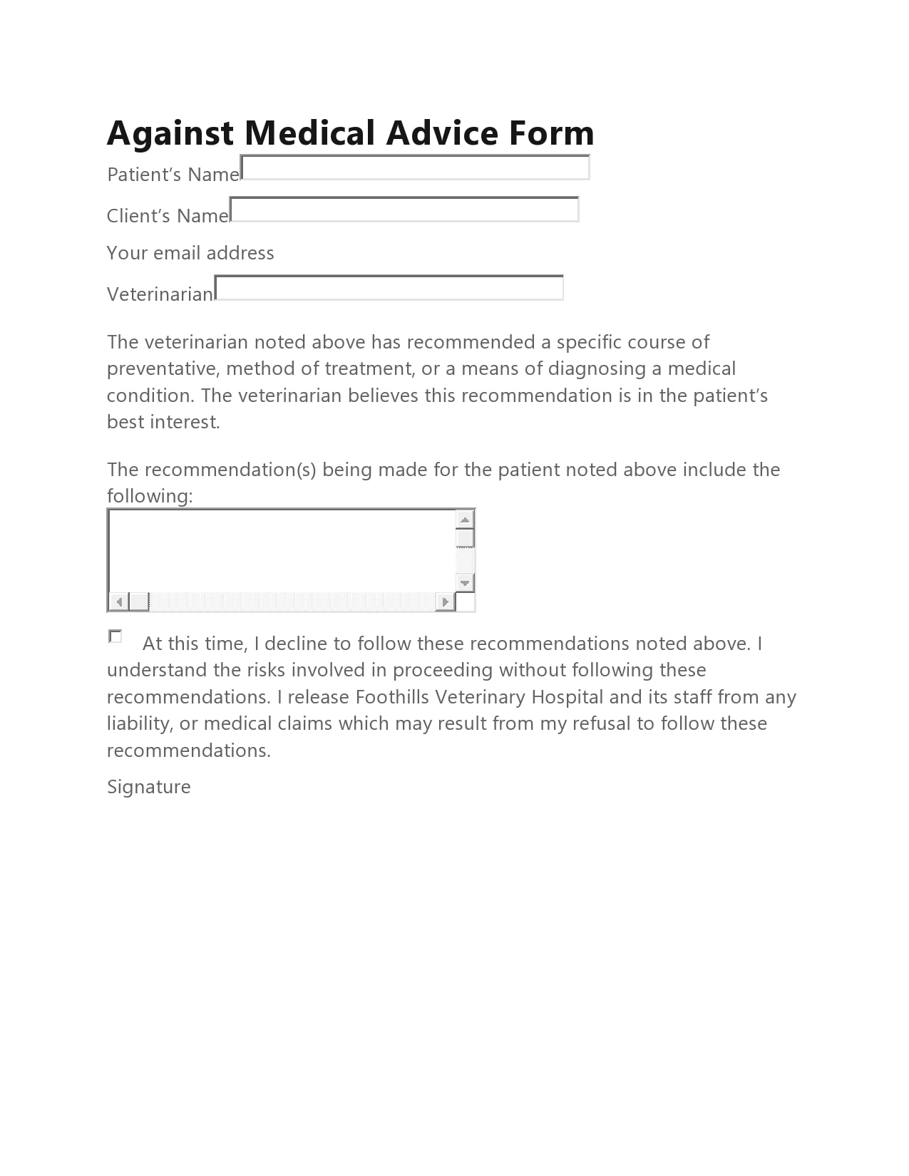 39 Printable Against Medical Advice AMA Forms