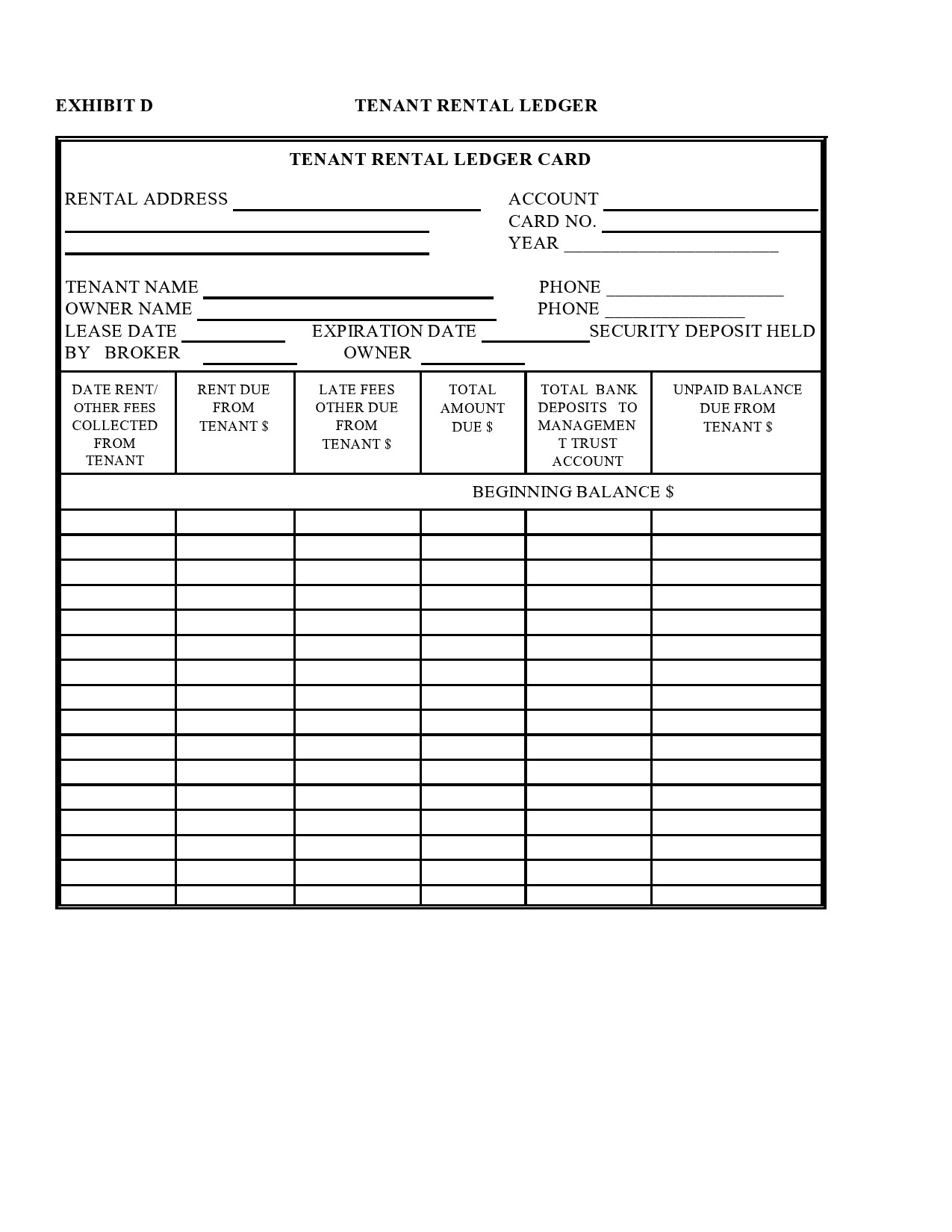 39 Printable Rental Ledger Templates Lease Ledger 