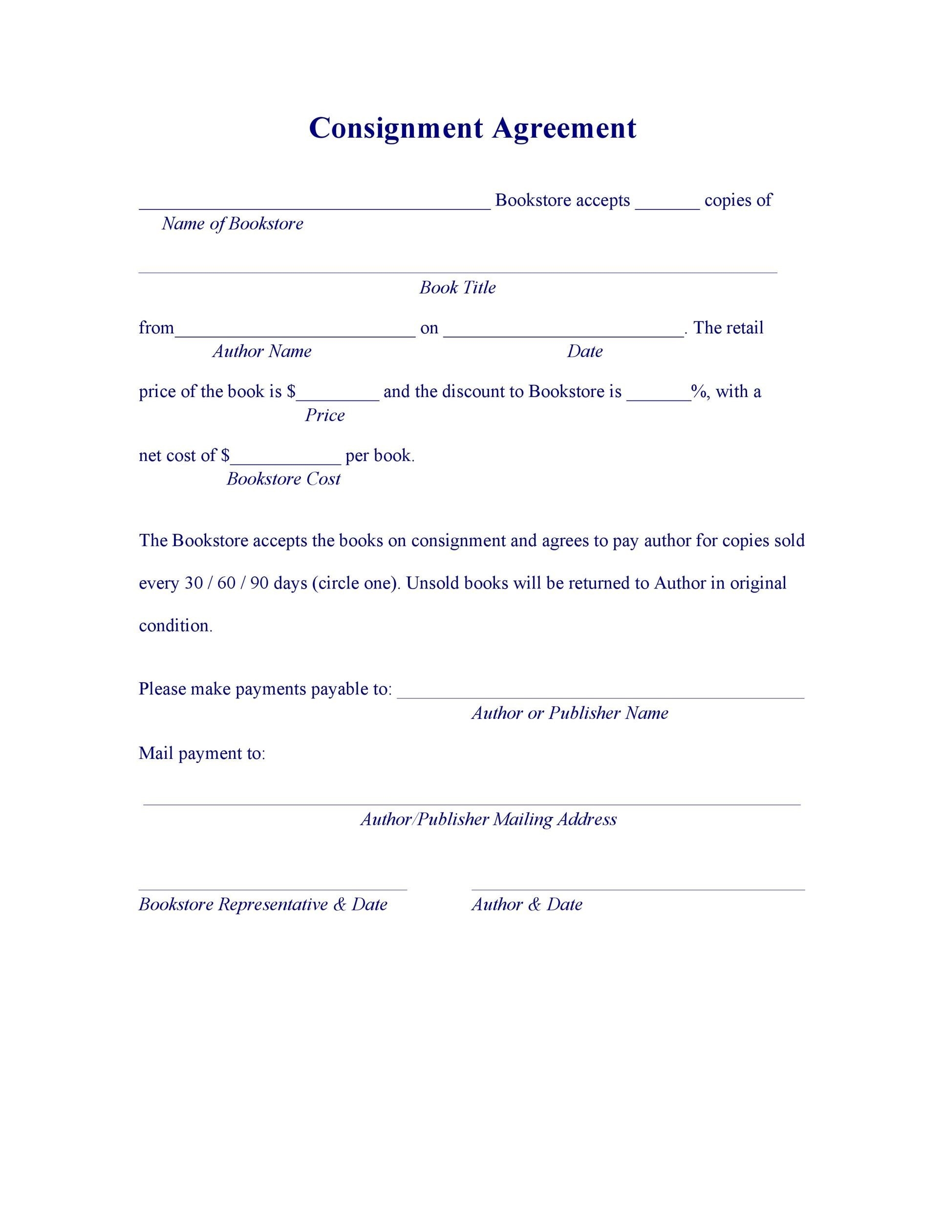 40 Best Consignment Agreement Templates U0026 Forms TemplateLab