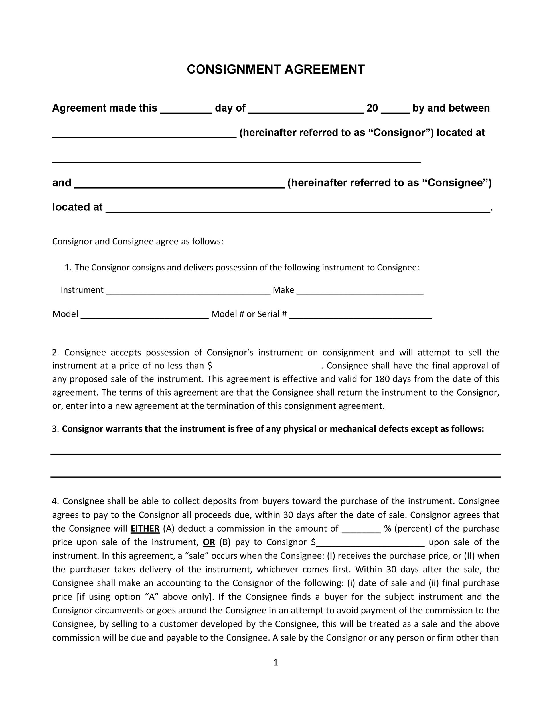 40 Best Consignment Agreement Templates U0026 Forms TemplateLab