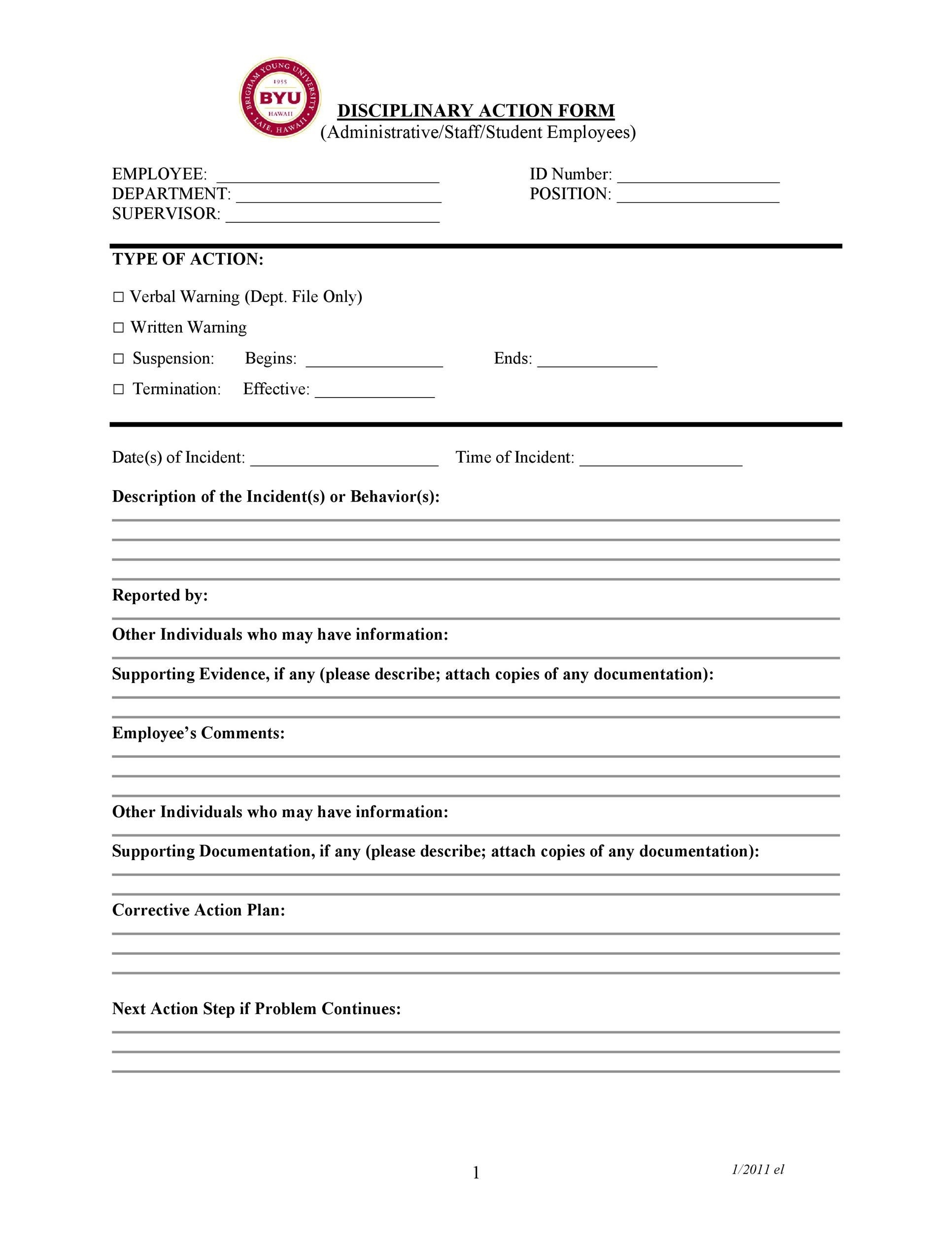 Free Printable Employee Disciplinary Forms