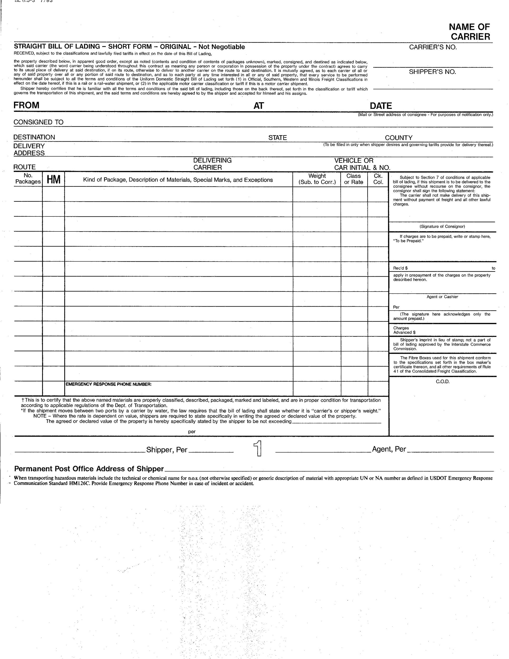 40 Free Bill Of Lading Forms U0026 Templates TemplateLab