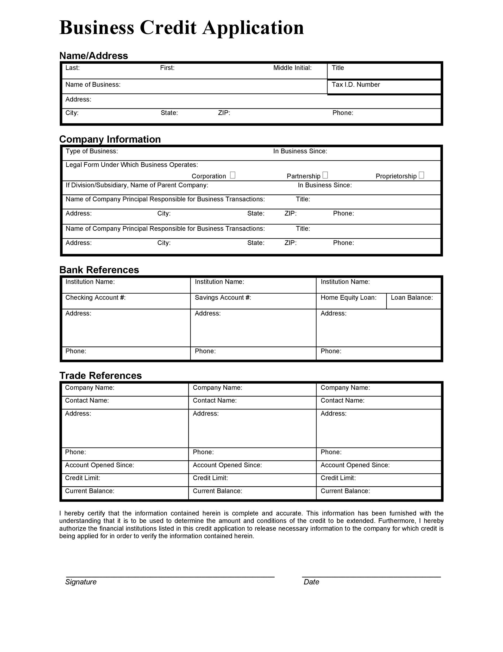 40 Free Credit Application Form Templates U0026 Samples