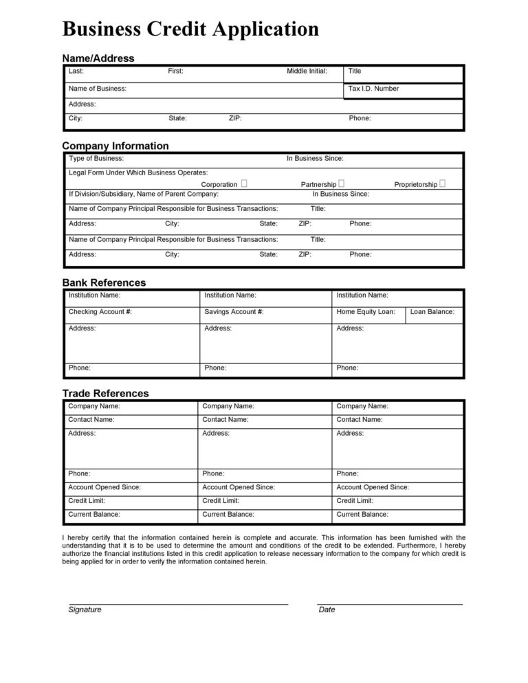 40 Free Credit Application Form Templates U0026 Samples