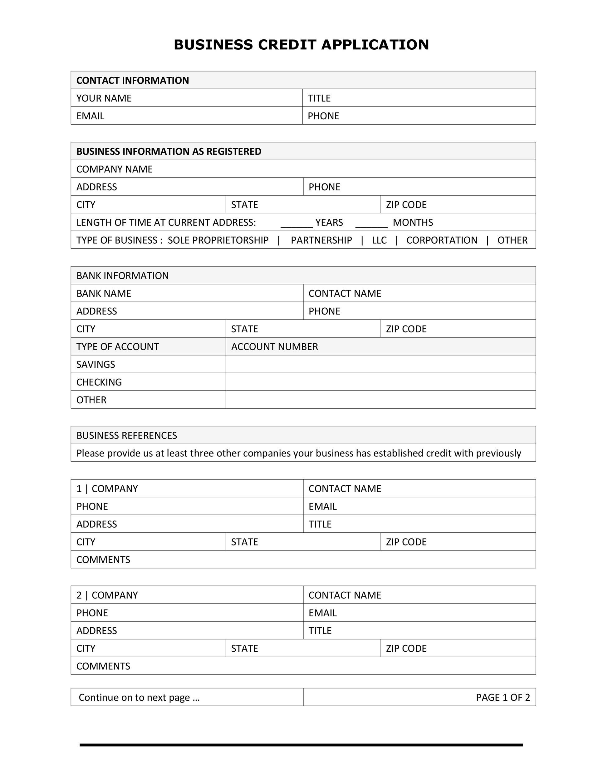 40 Free Credit Application Form Templates U0026 Samples