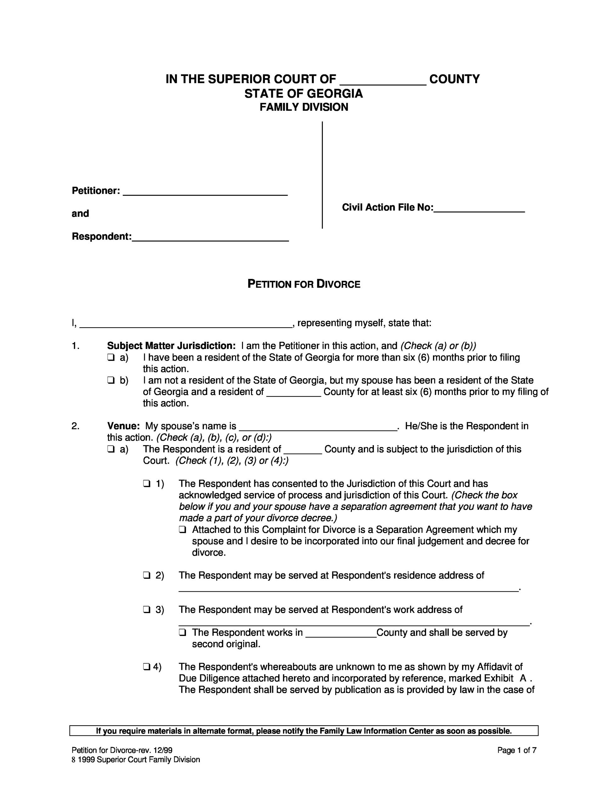 40 Free Divorce Papers Printable TemplateLab Worksheets Library