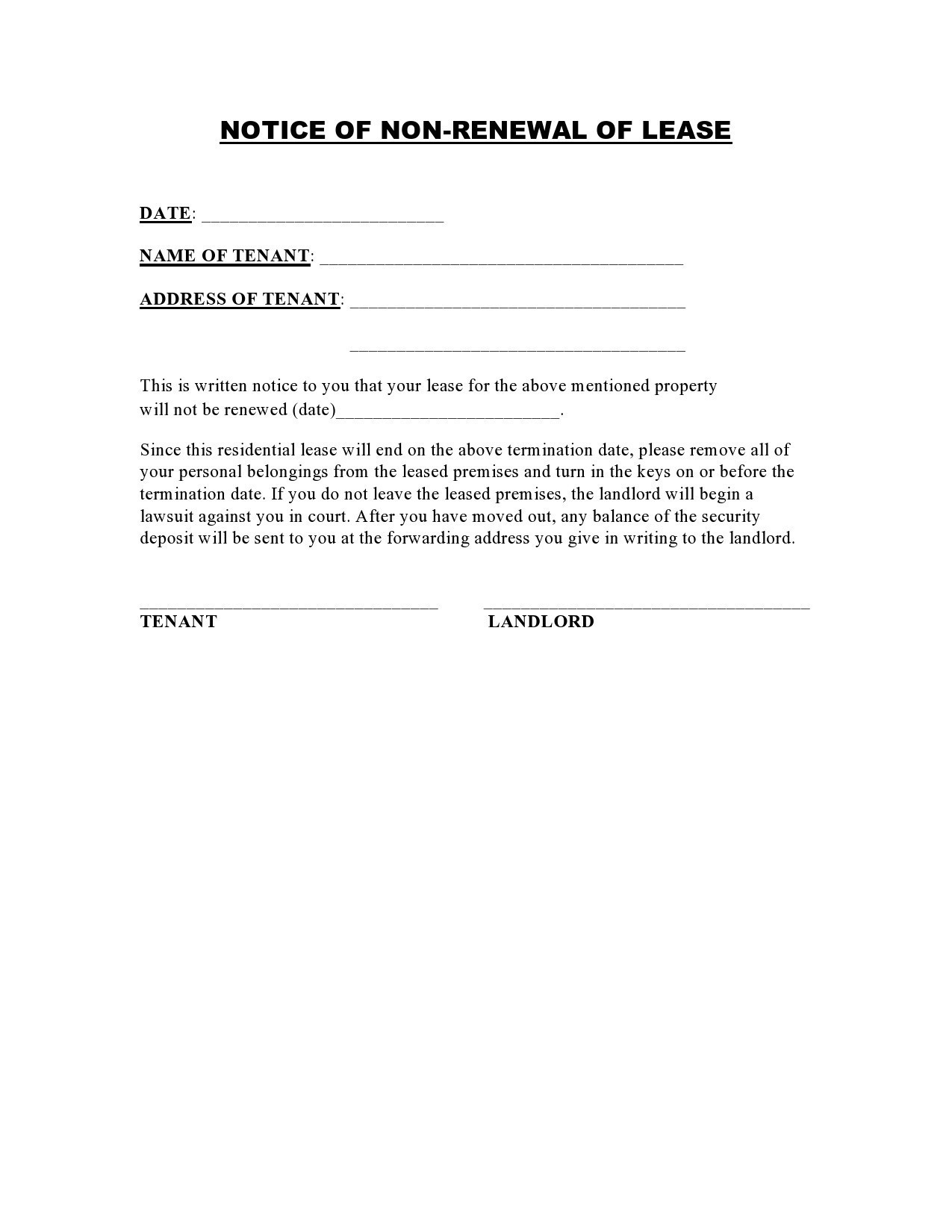 40 Free Not Renewing Lease Letters u0026 Samples TemplateLab