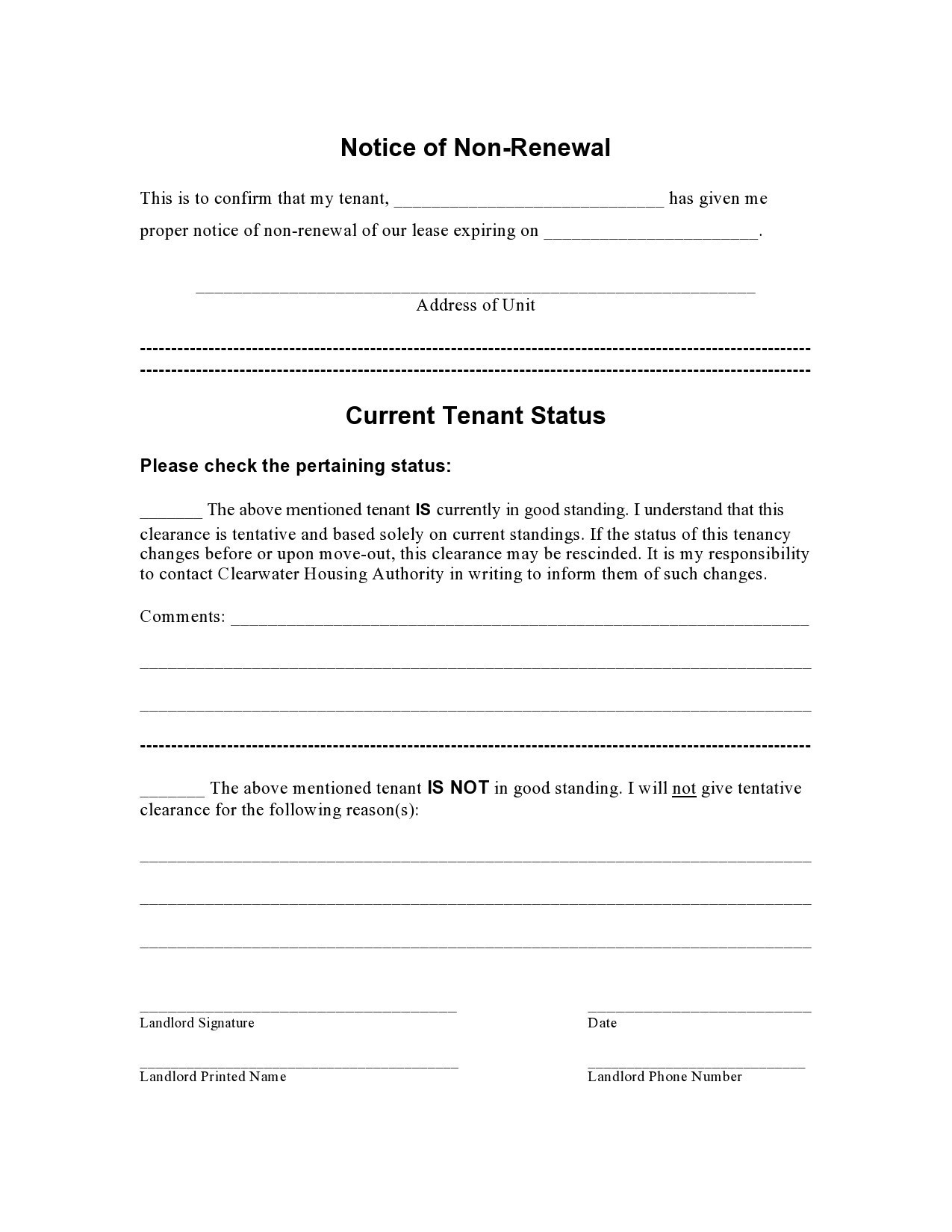 40 Free Not Renewing Lease Letters u0026 Samples TemplateLab