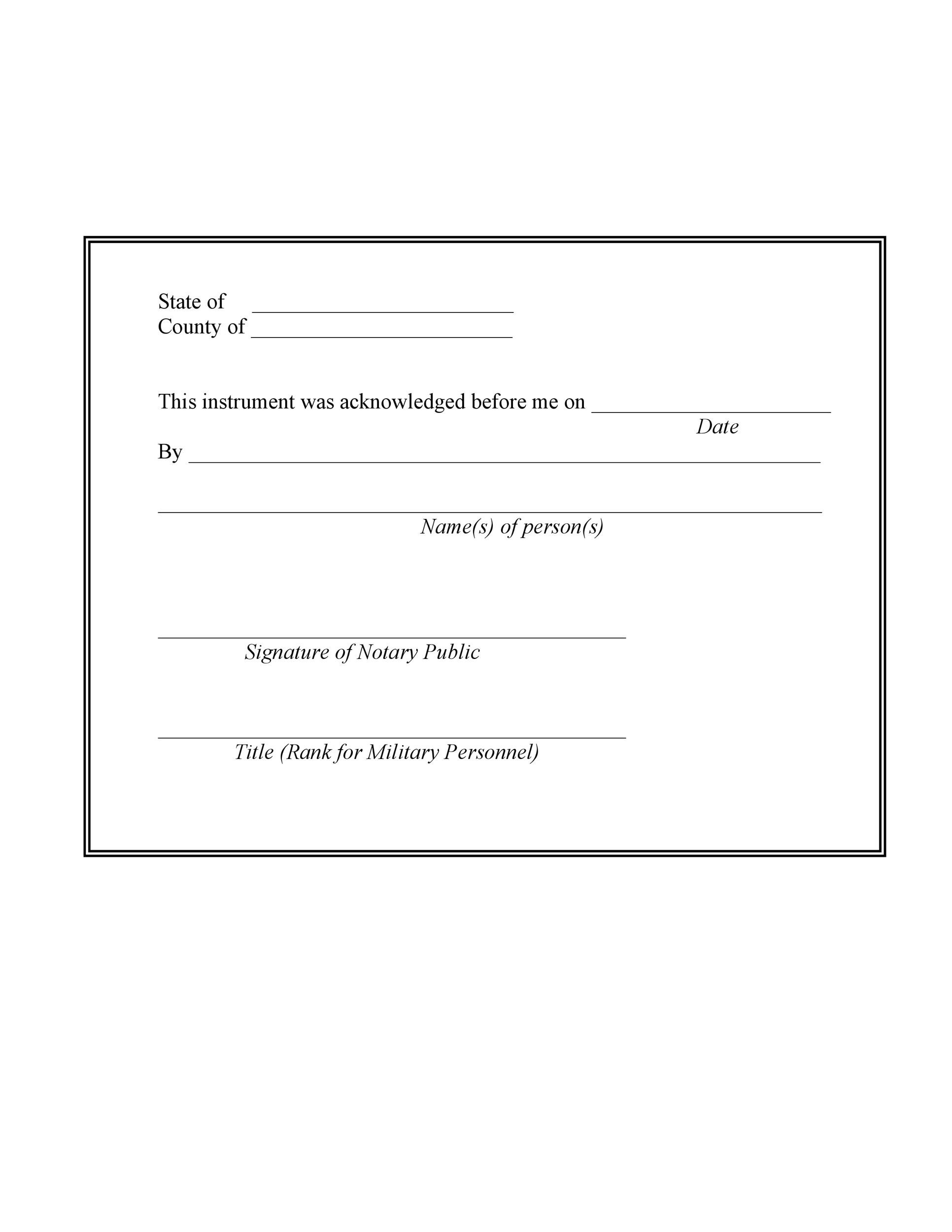 40 Free Notary Acknowledgement U0026 Statement Templates TemplateLab