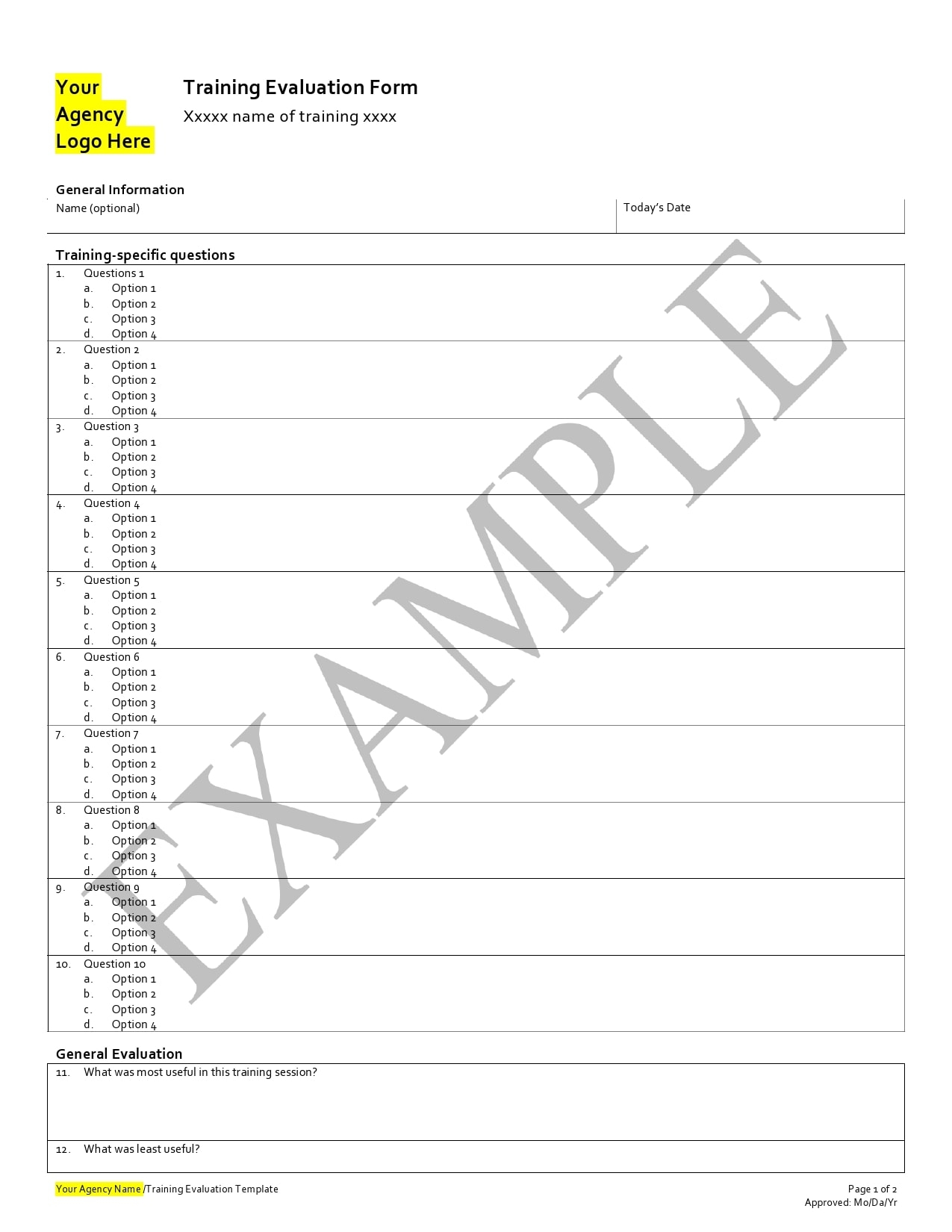 40 Free Training Evaluation Forms Feedback Survey Templates 
