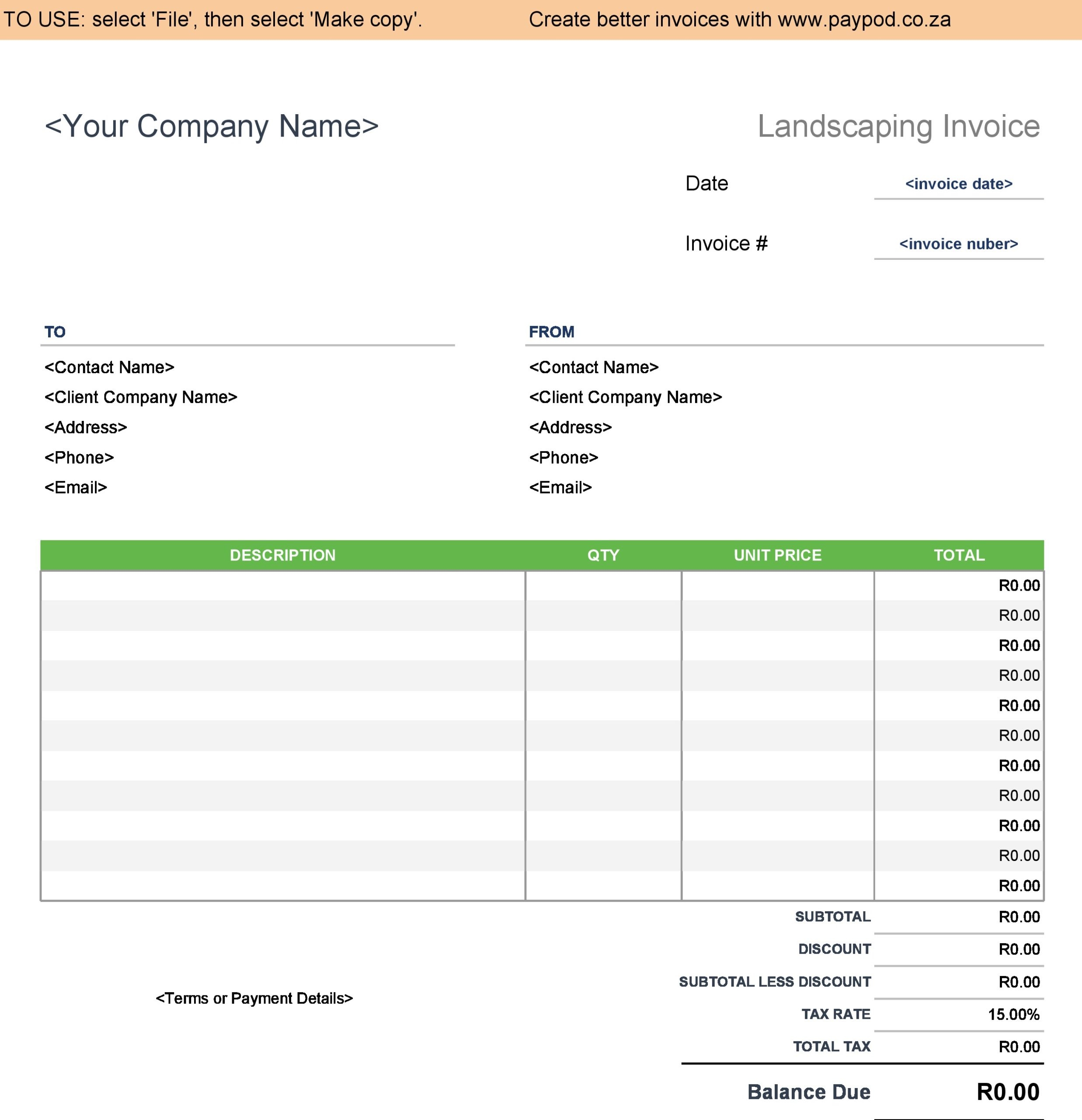 40 Printable Landscaping Invoice Templates u0026 Examples 