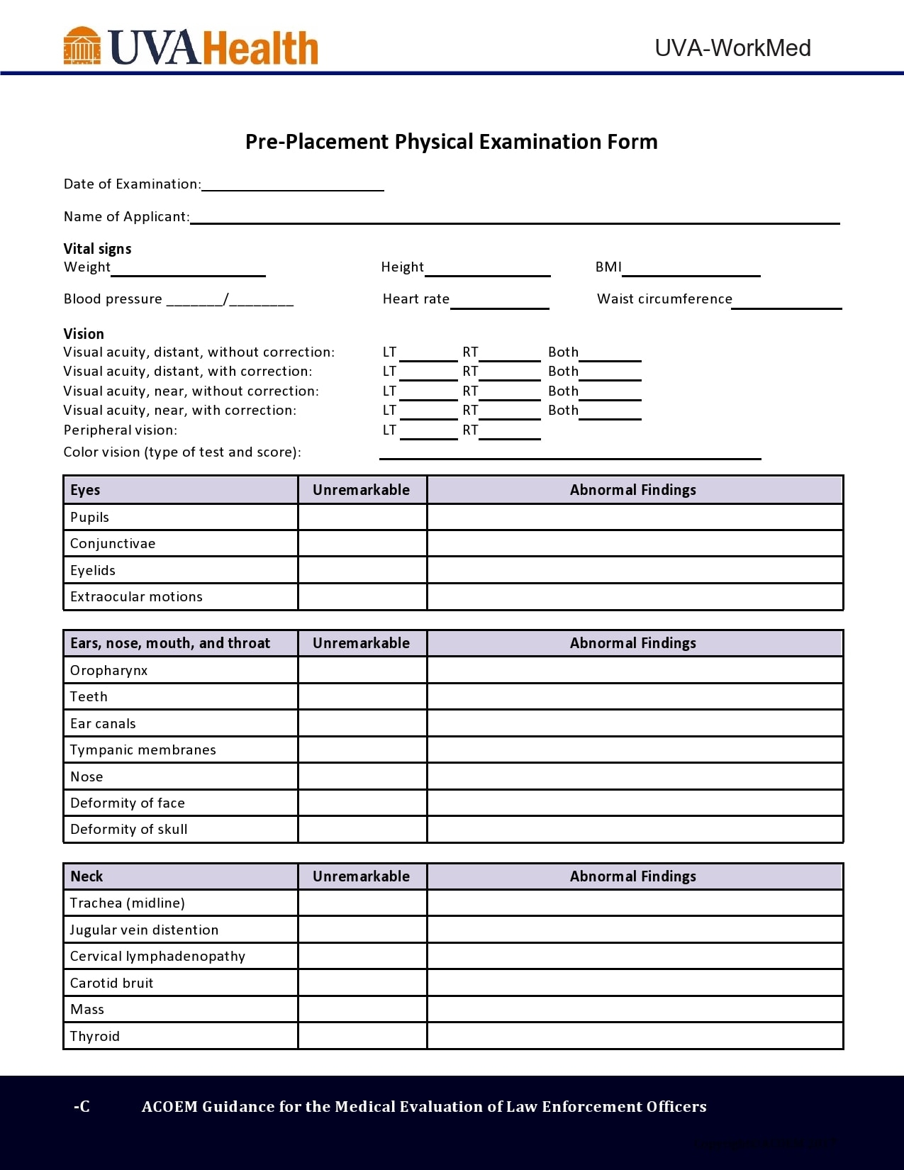 Free Printable Medical Physical Form For School Nj