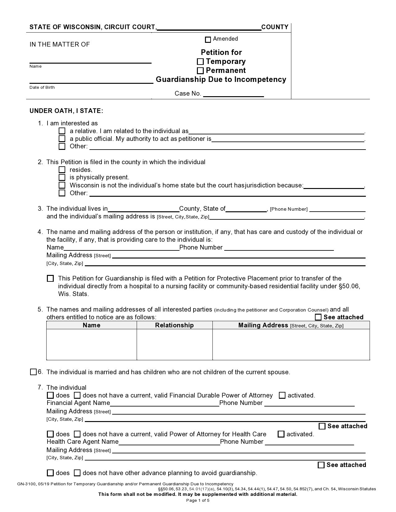 40 Printable Temporary Guardianship Forms All States 