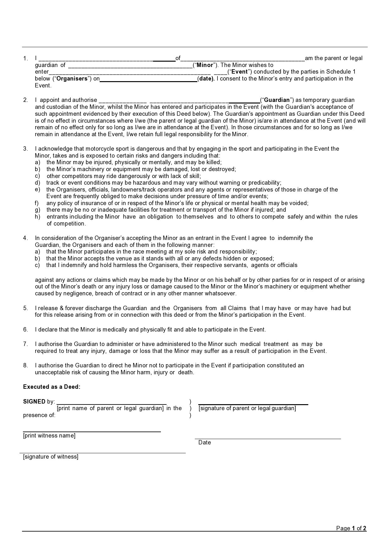 40 Printable Temporary Guardianship Forms All States 
