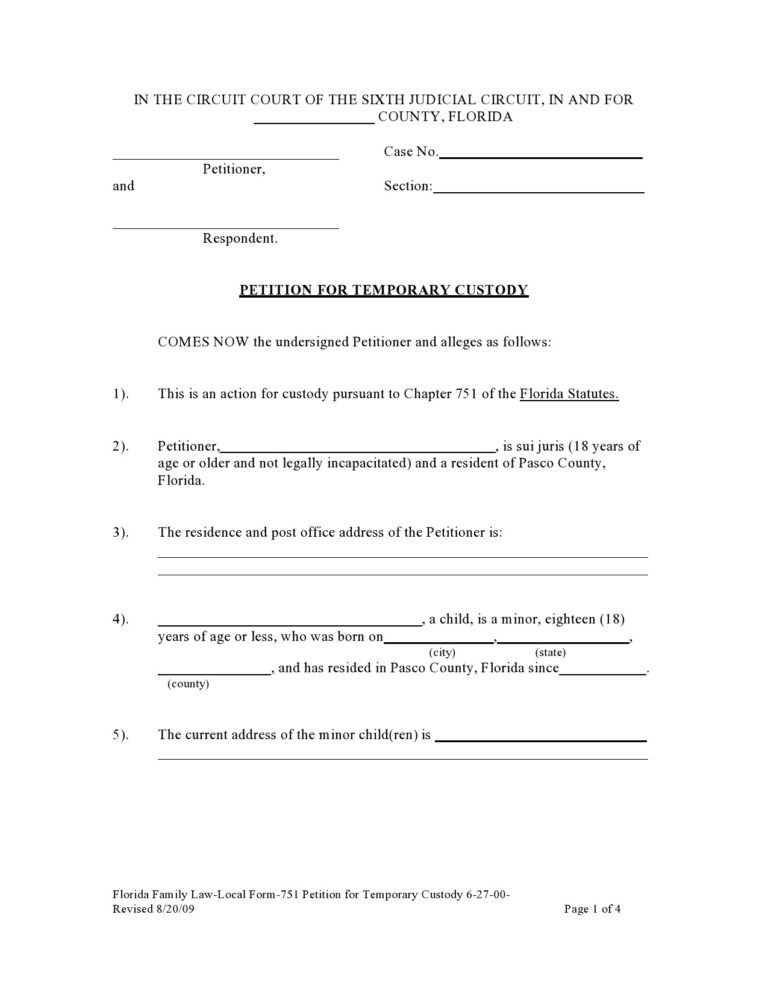 40 Printable Temporary Guardianship Forms All States