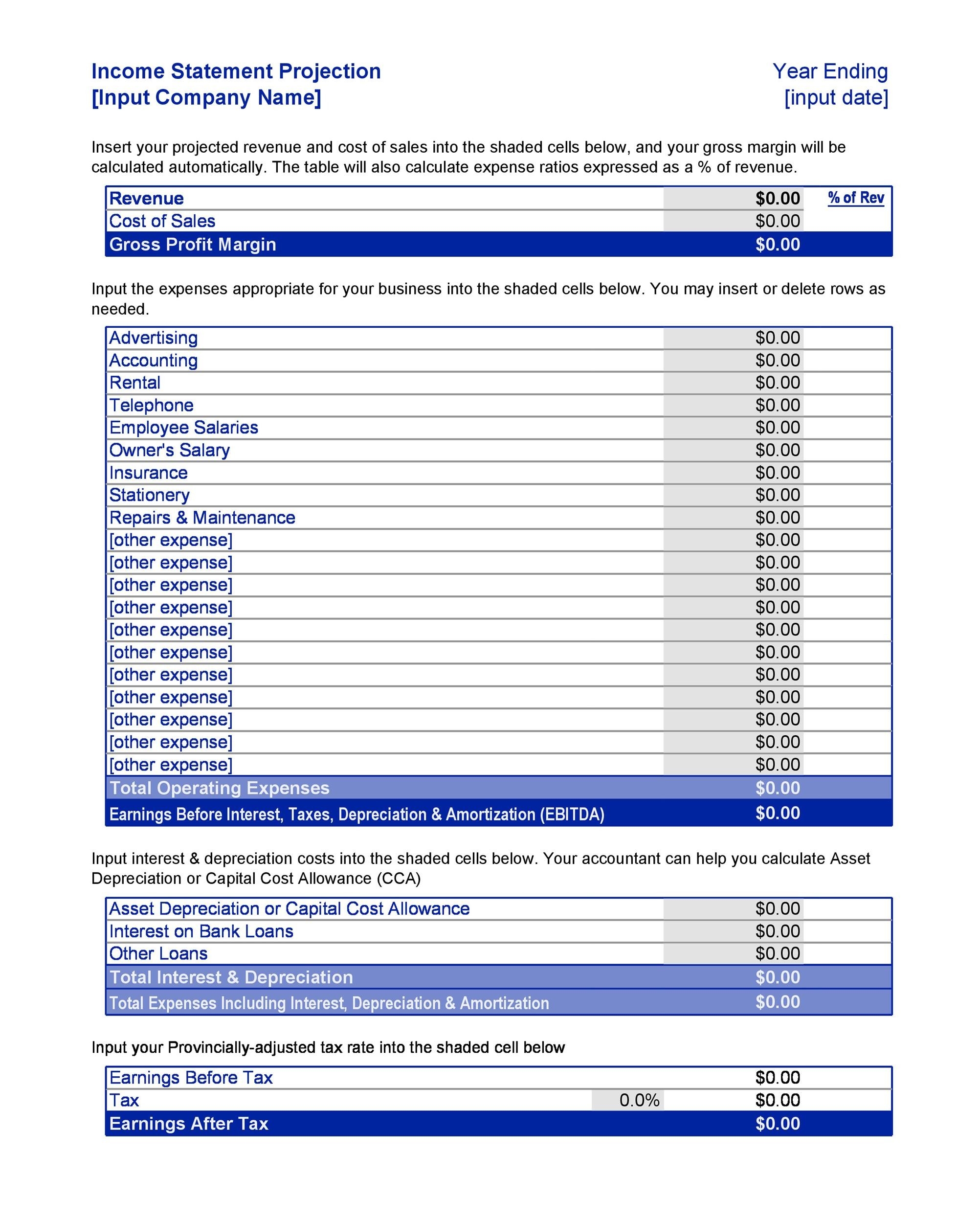 Free Printable Income Statement Forms