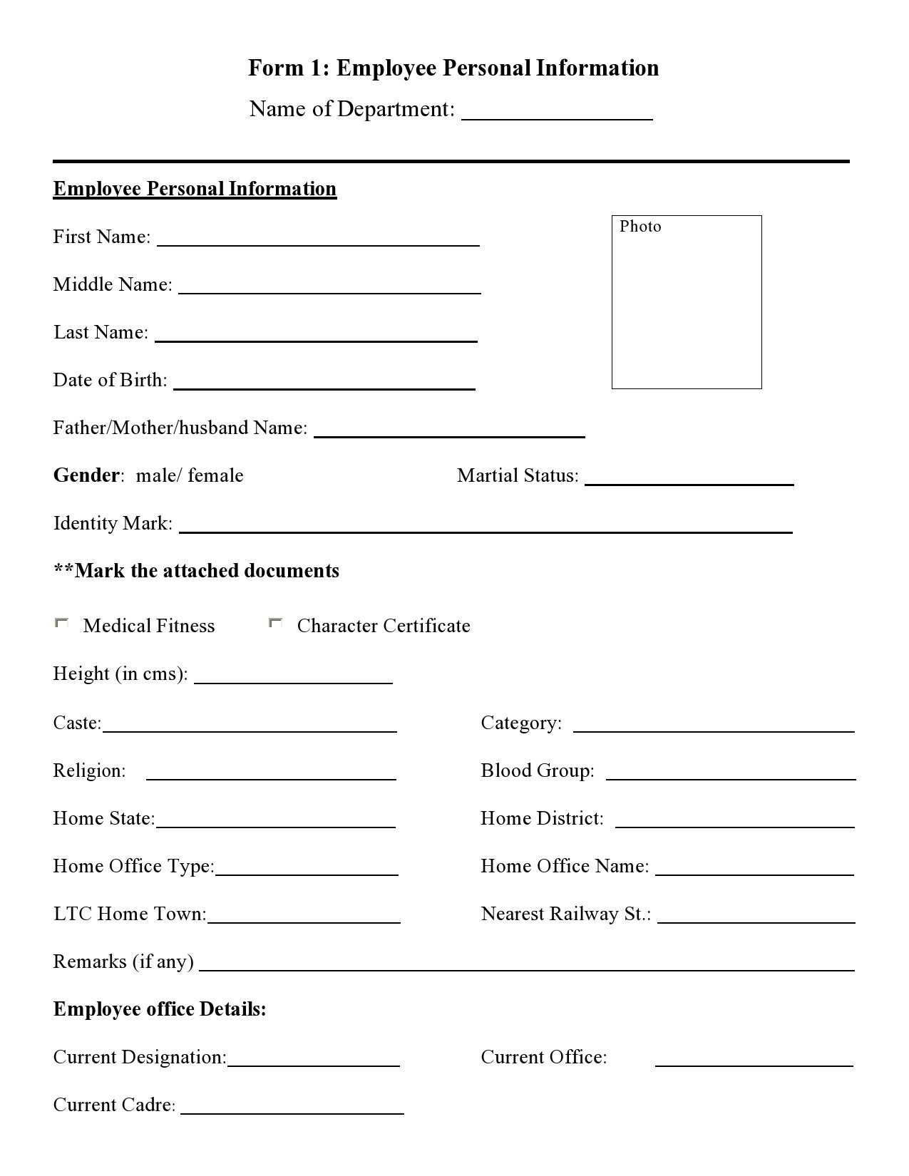 41 Free Personal Information Forms u0026 Templates TemplateLab